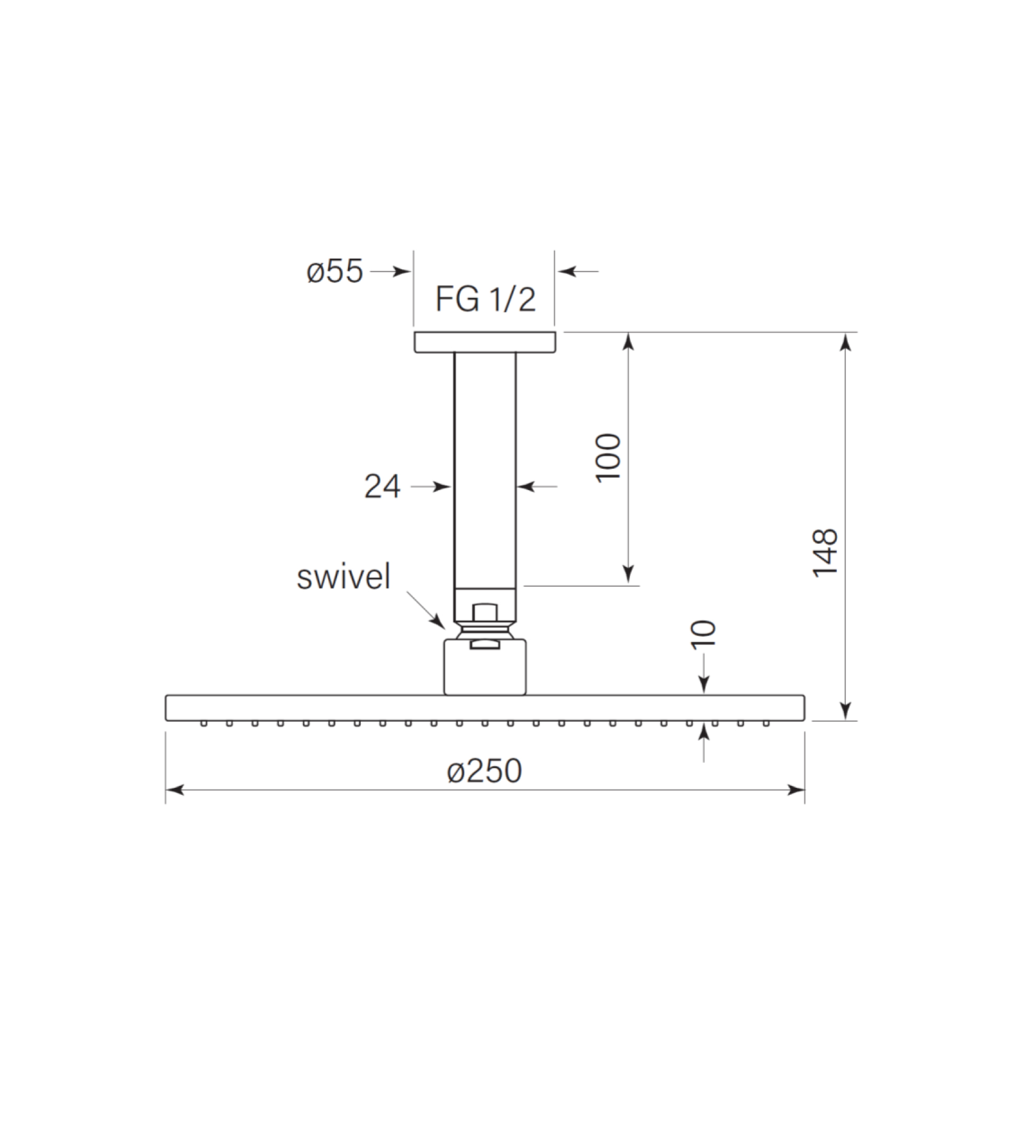 Faucet Strommen Pegasi M Overhead Shower, 100 Cdrop 250head