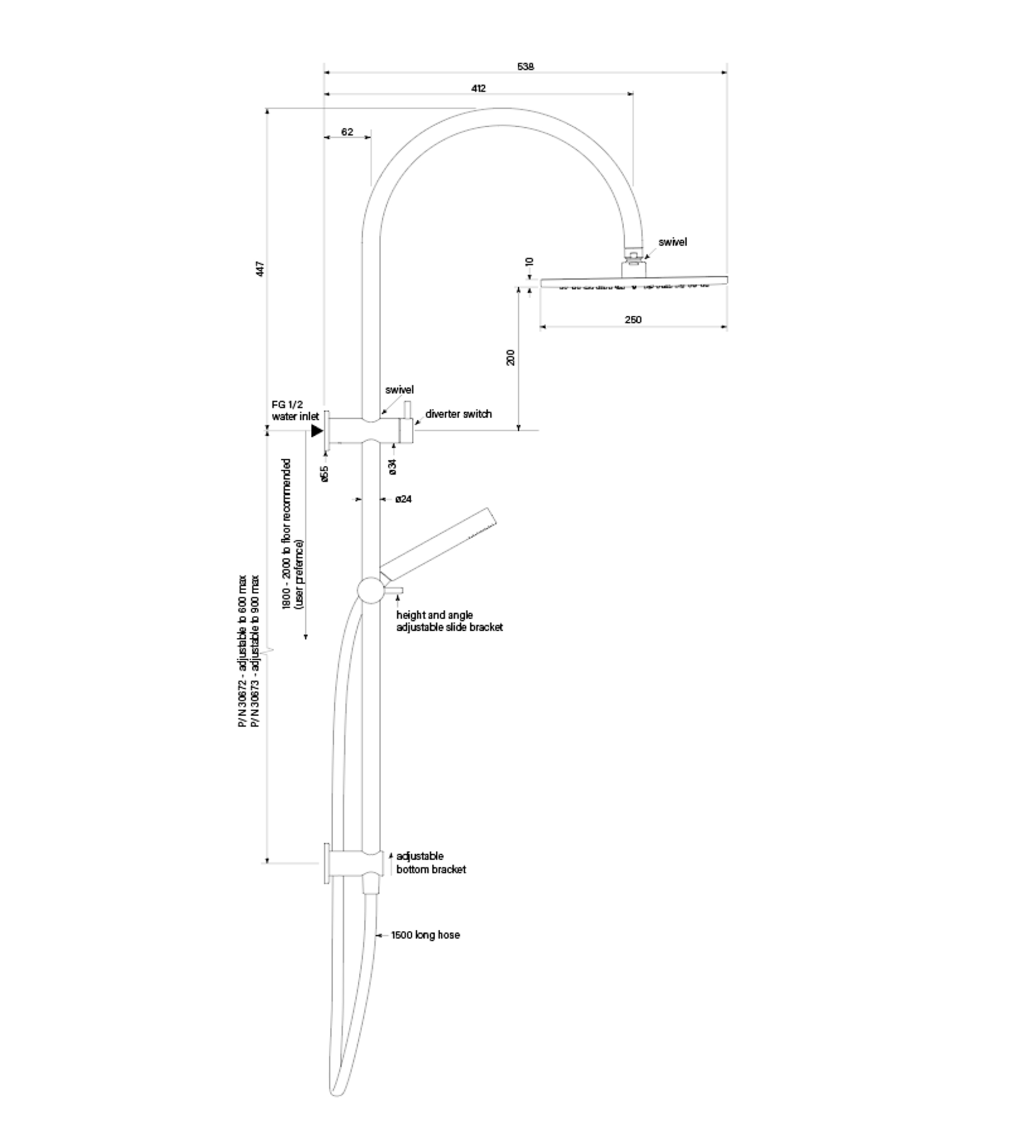 Faucet Strommen Pegasi M Dual Shower 600 Crv Micro 250