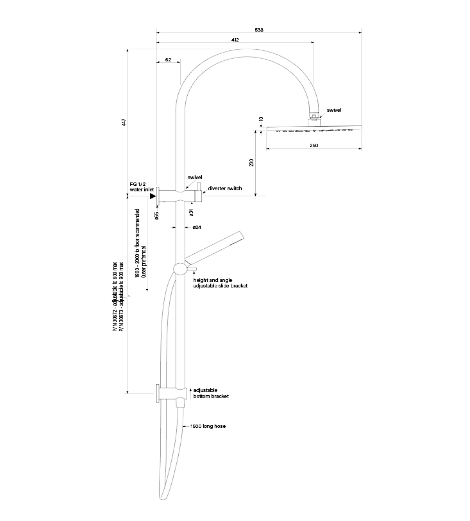 Faucet Strommen Pegasi M Dual Shower 900 Crv Micro 250