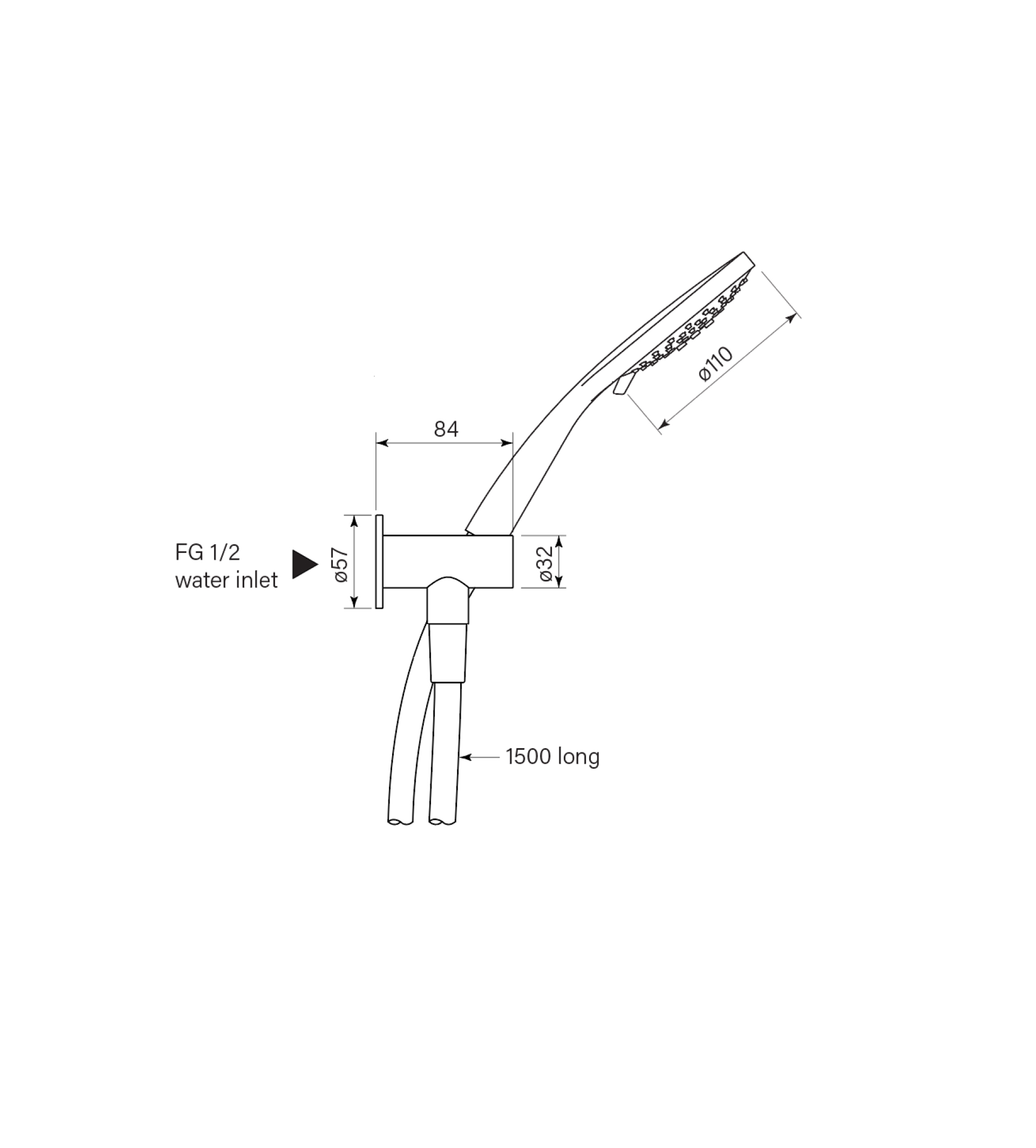 Faucet Strommen Pegasi M Hand Shower On Adjustable Hook, 100 Disc