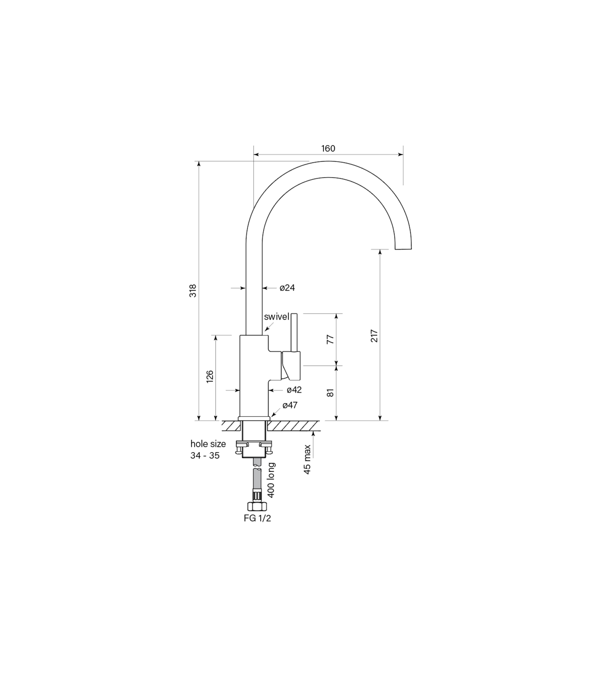 Faucet Strommen Pegasi M Sink Mixer Curve 160
