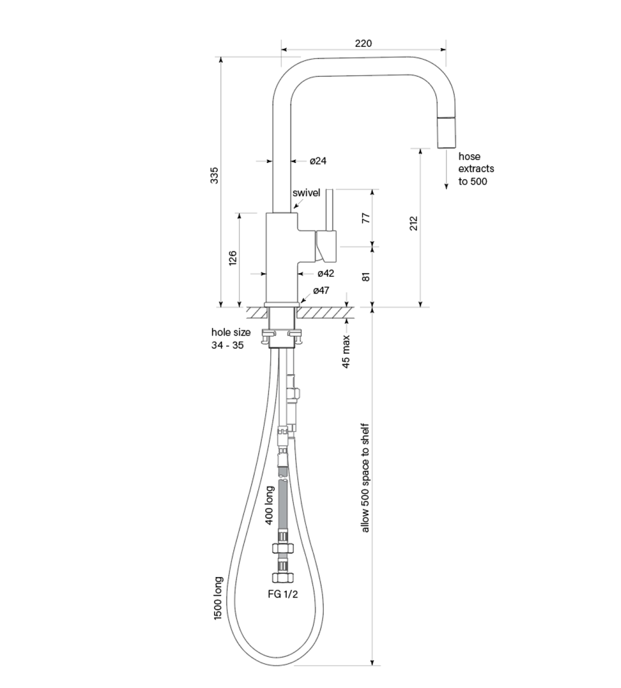 Faucet Strommen Pegasi M Sink Mixer Square Pull Out