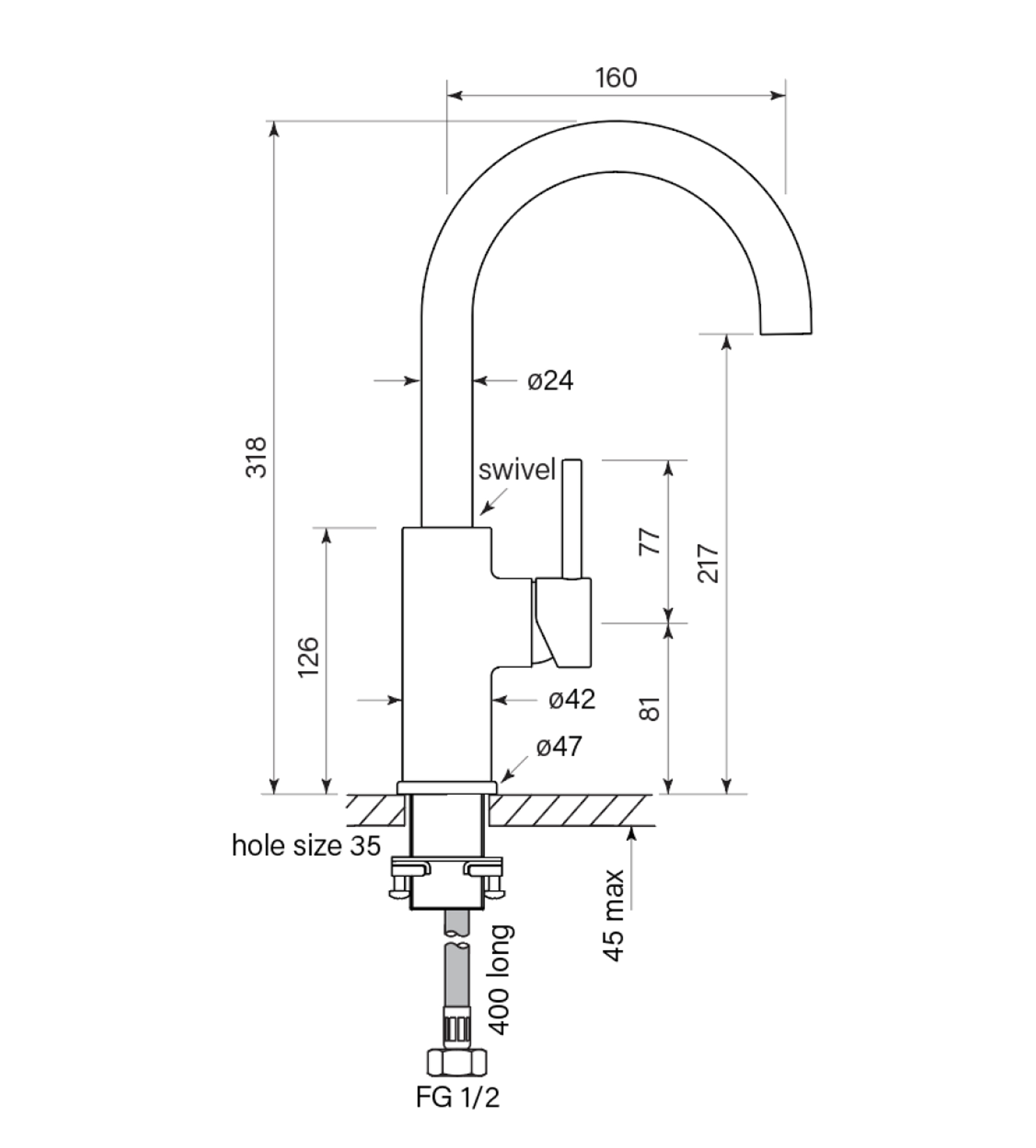 Faucet Strommen Pegasi M Basin Mixer Curve 160