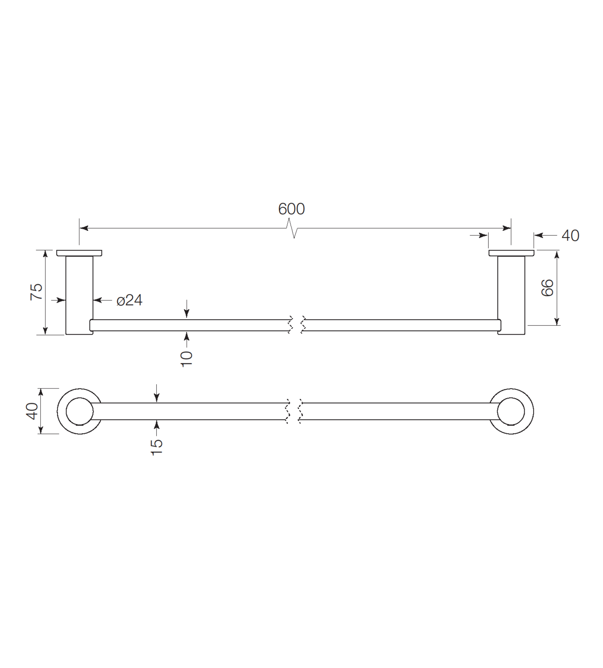 Faucet Strommen Pegasi M Towel Rail Single 600