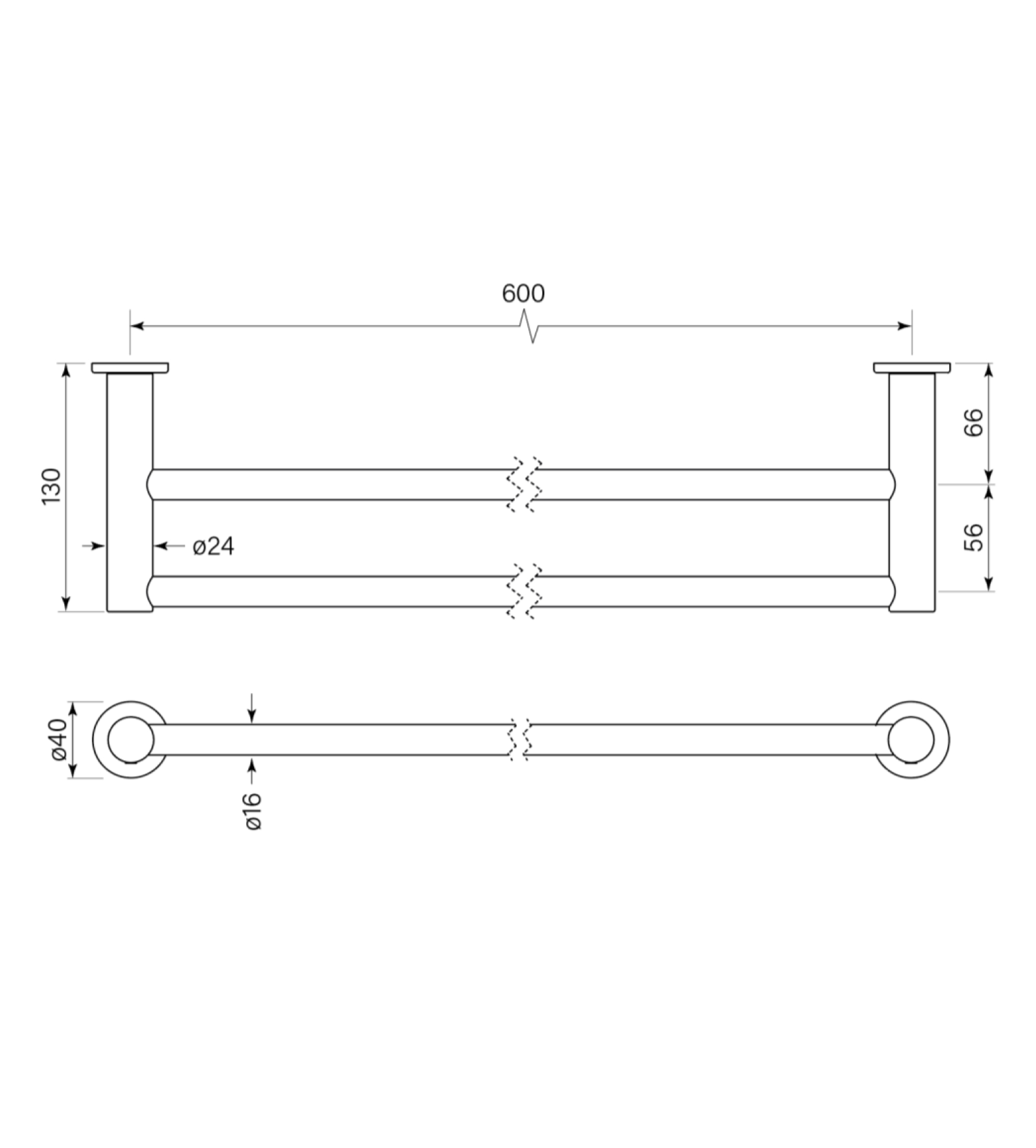 Faucet Strommen Pegasi M Towel Rail Double 600