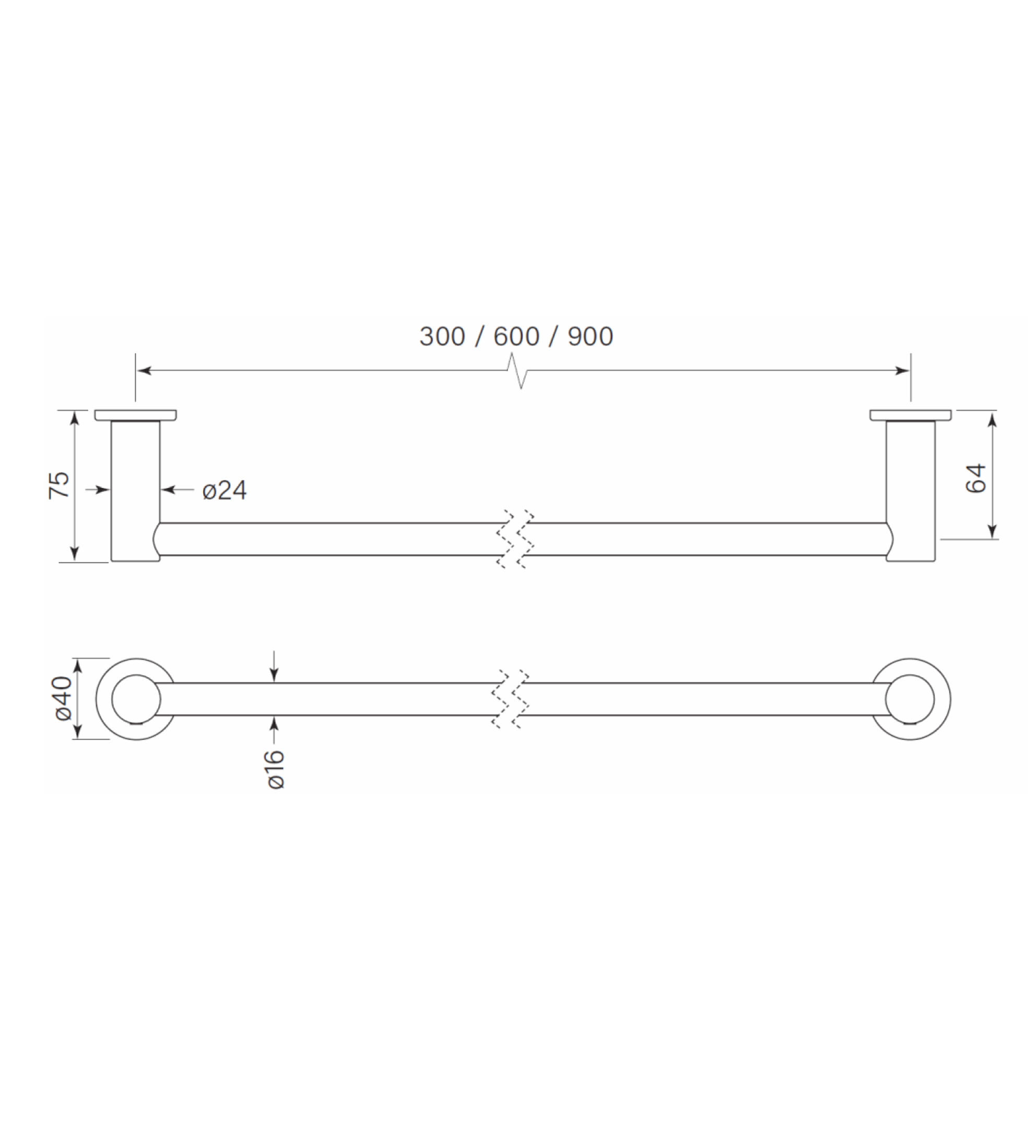Faucet Strommen Pegasi M Hand Towel Rail 300 Single
