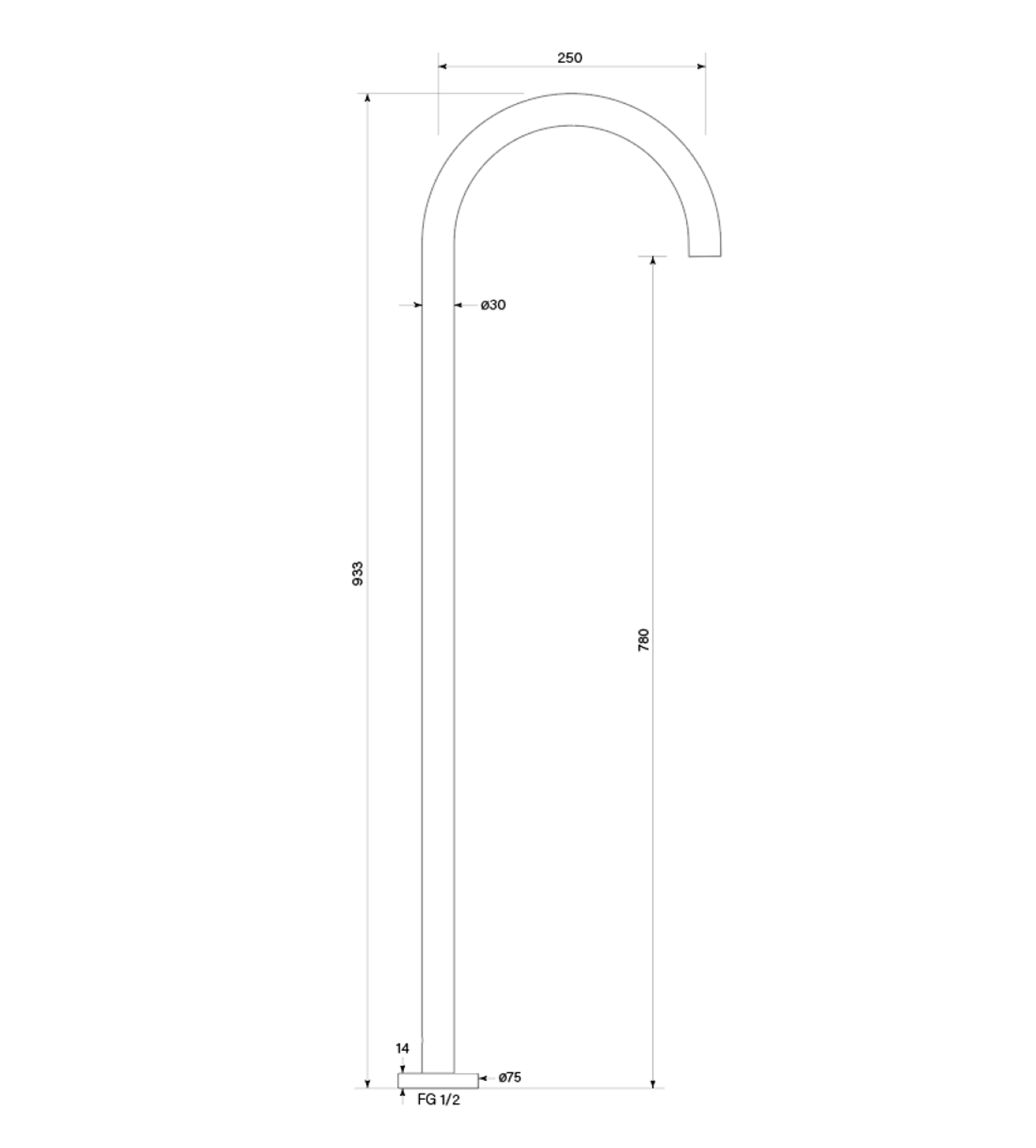 Faucet Strommen Pegasi M Floor Bath Spout Curve