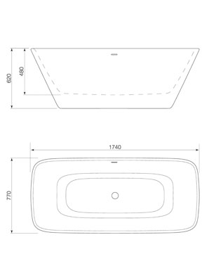Faucet Strommen Silkstone Elbe 1740mm Freestanding Bath, Satin White