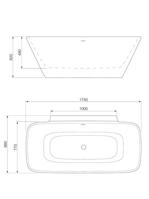 Faucet Strommen Silkstone Elbe 1740mm Wall Bath, Satin White
