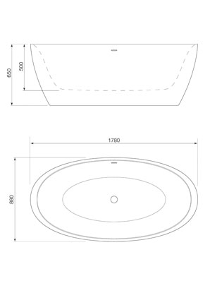 Faucet Strommen Silkstone Calais 1780mm Freestanding Bath, Satin White