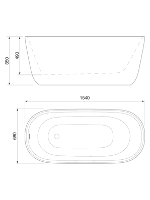 Faucet Strommen Silkstone Monz 1540mm Freestanding Bath, Satin White