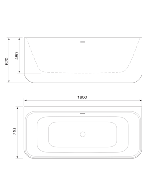 Faucet Strommen Silkstone Hauge 1600mm Back to Wall Bath, Satin White
