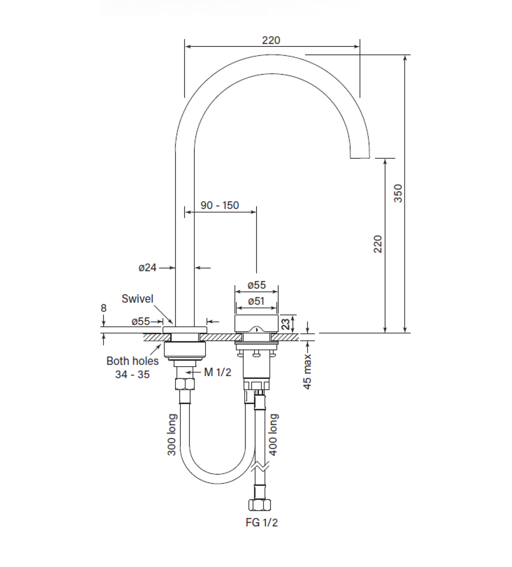 Faucet Strommen Zero Progresiv Smooth Sink Mixer Curve