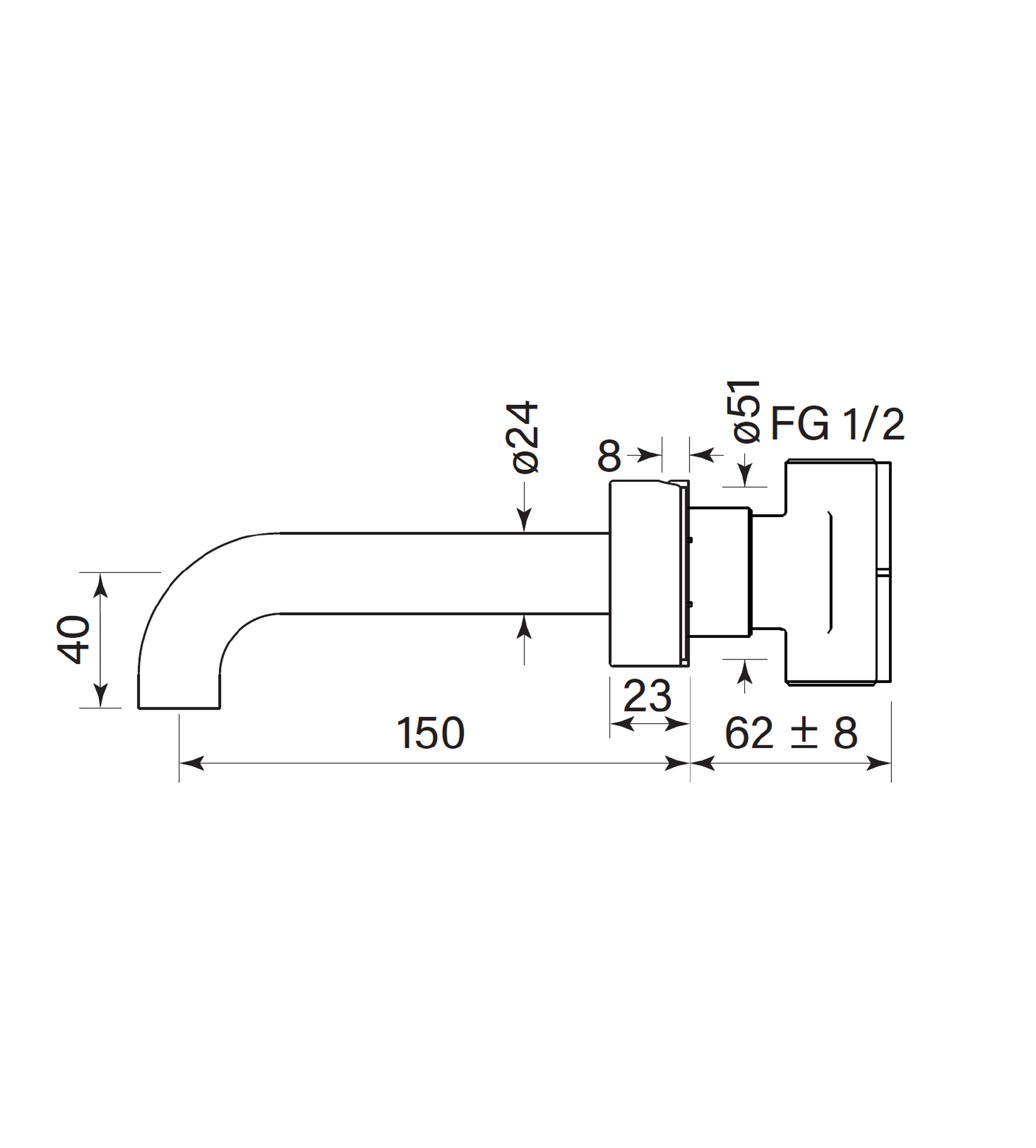Faucet Strommen Zero Progresiv Smooth Wall Bath Mixer Set, 150