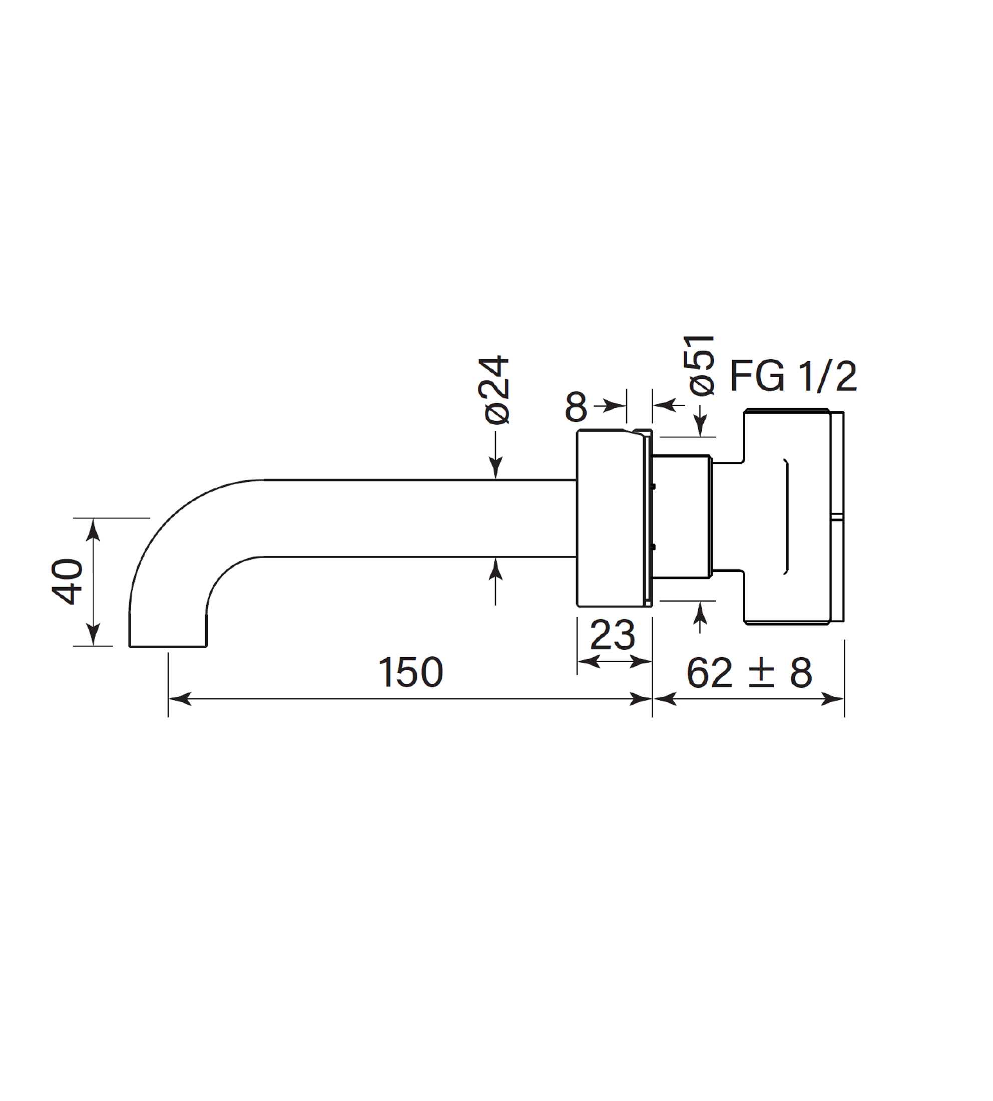Faucet Strommen Zero Progresiv Smooth Wall Basin Mixer Set, 150