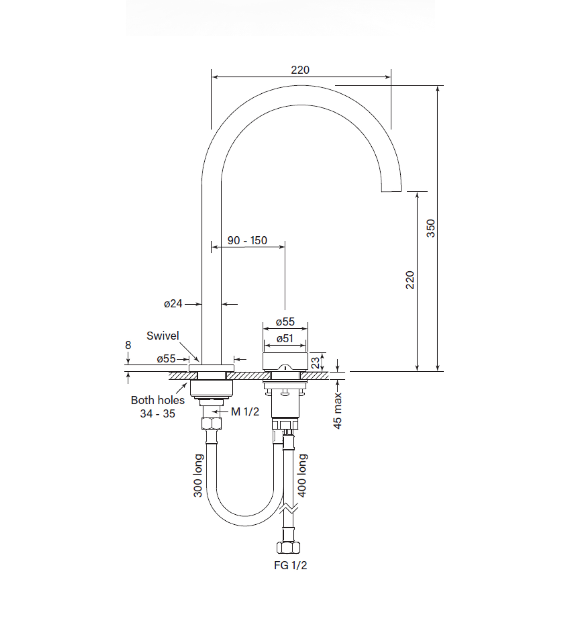 Faucet Strommen Zero Progresiv Smooth Hob Bath Mixer Curve