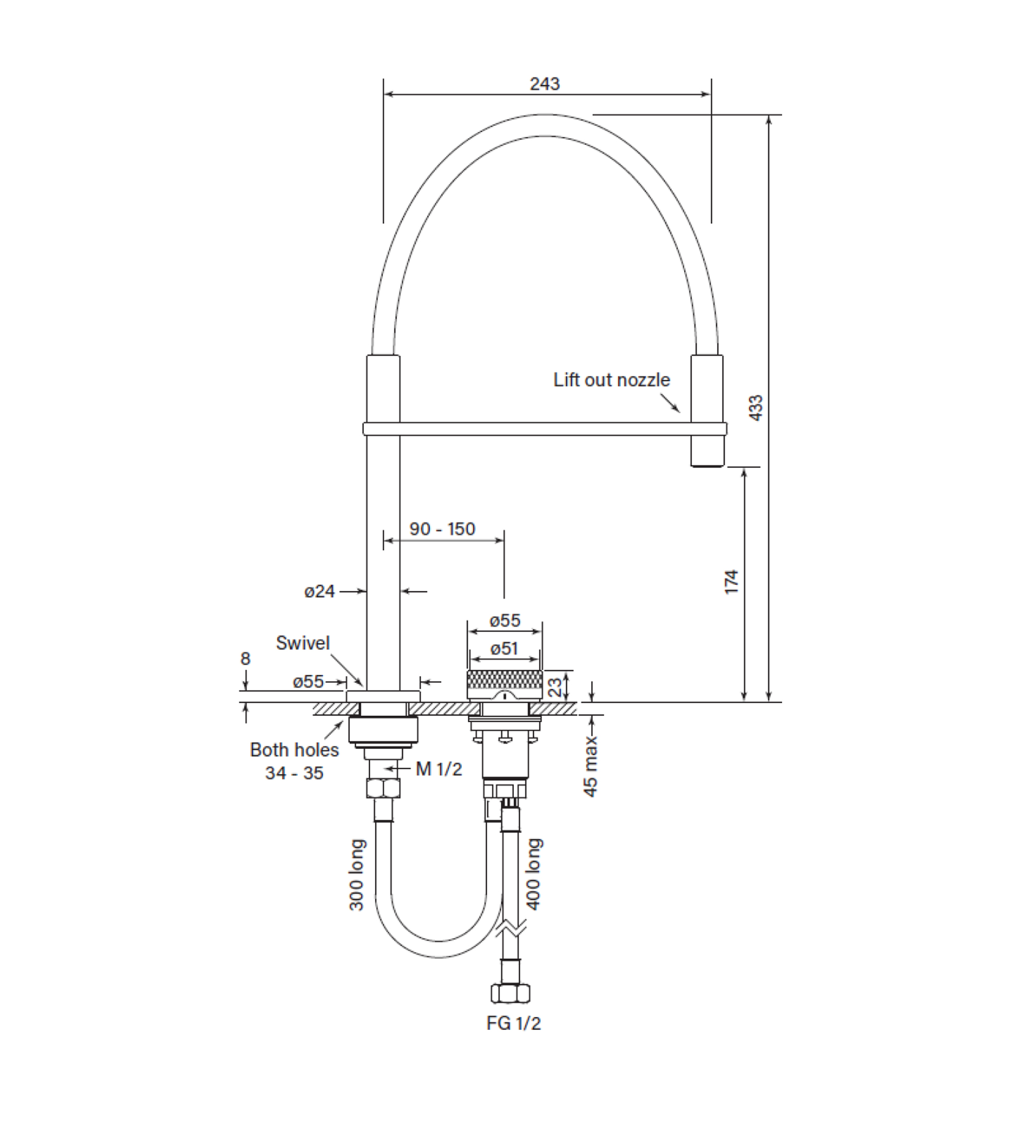 Faucet Strommen Zero Progresiv Knurl Sink Mixer P. Down