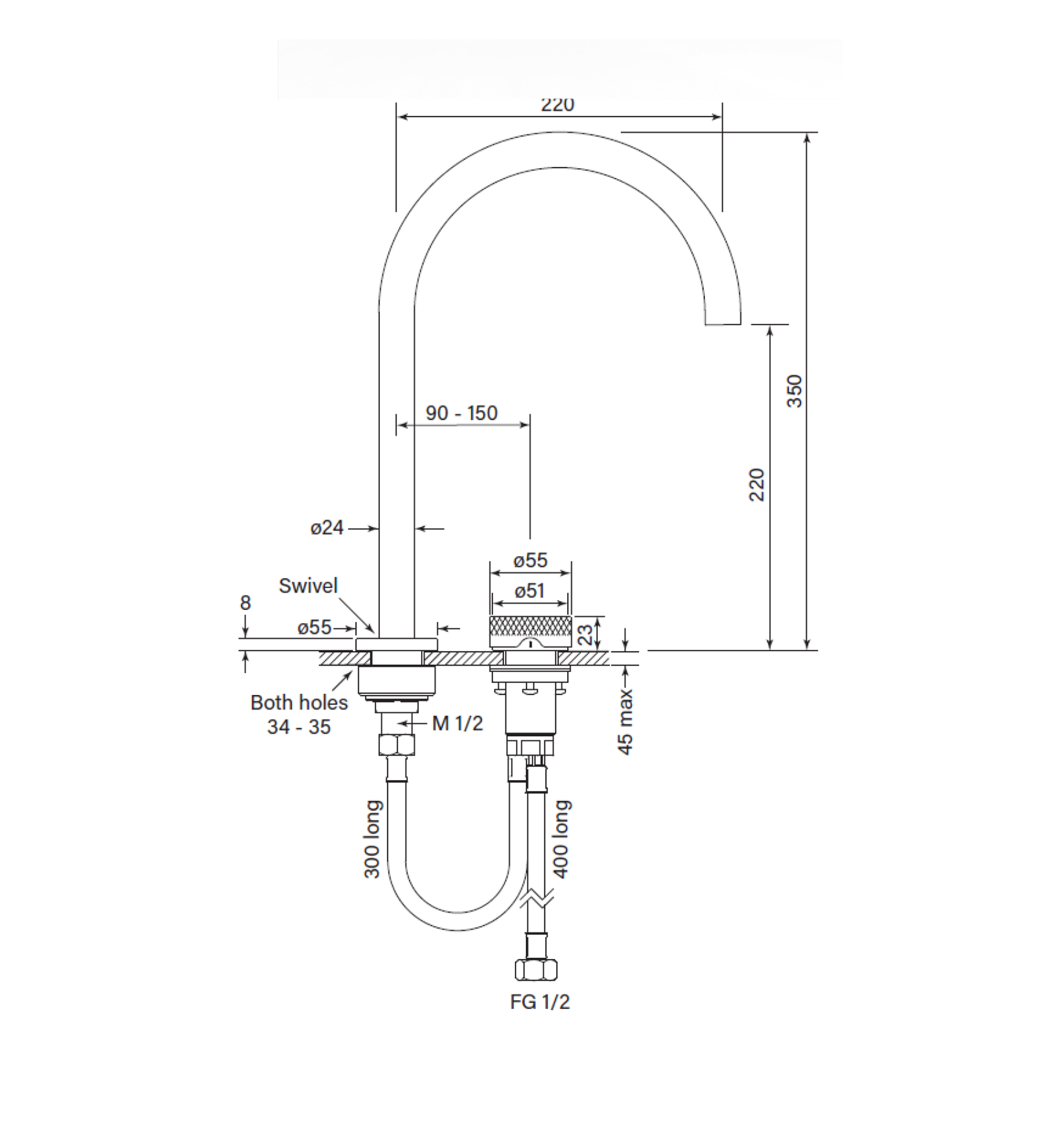 Faucet Strommen Zero Progresiv Knurl Hob Bath Mixer Curve