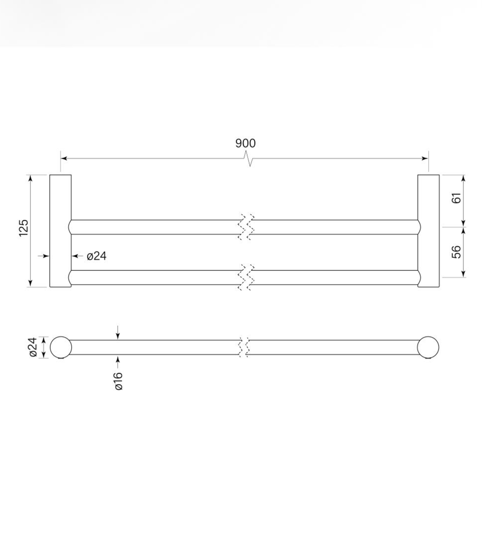 Faucet Strommen Pegasi M Nf Towel Rail Double 900