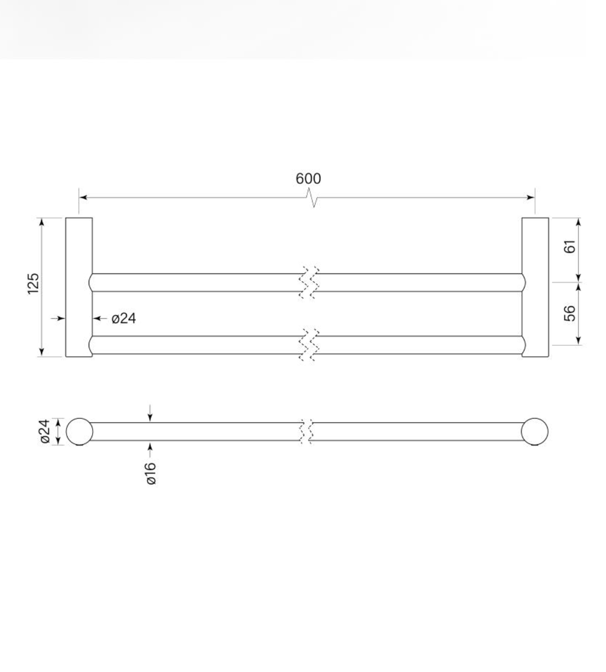 Faucet Strommen Pegasi M Nf Towel Rail Double 600