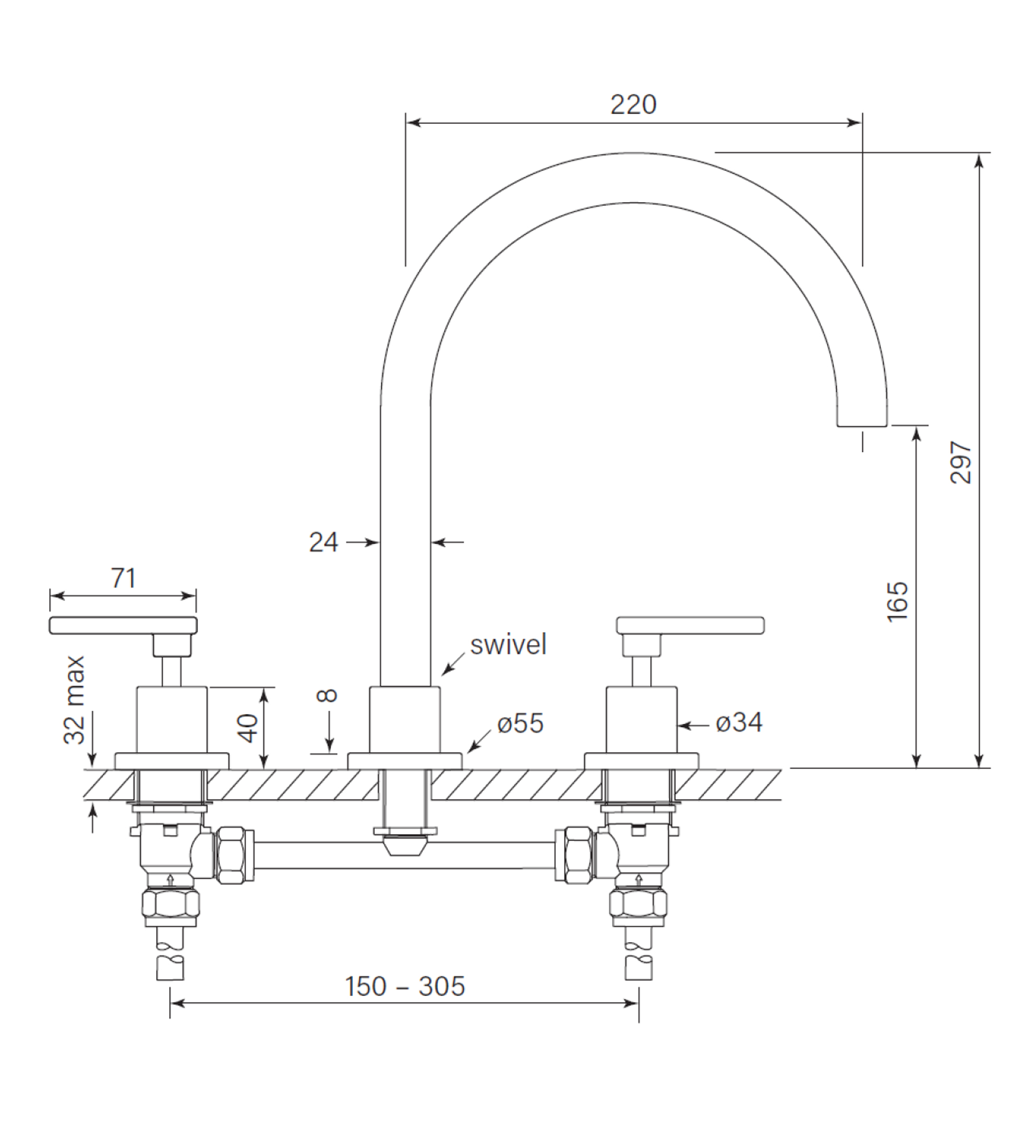 Faucet Strommen Chisel D Lever Spa Set Hob