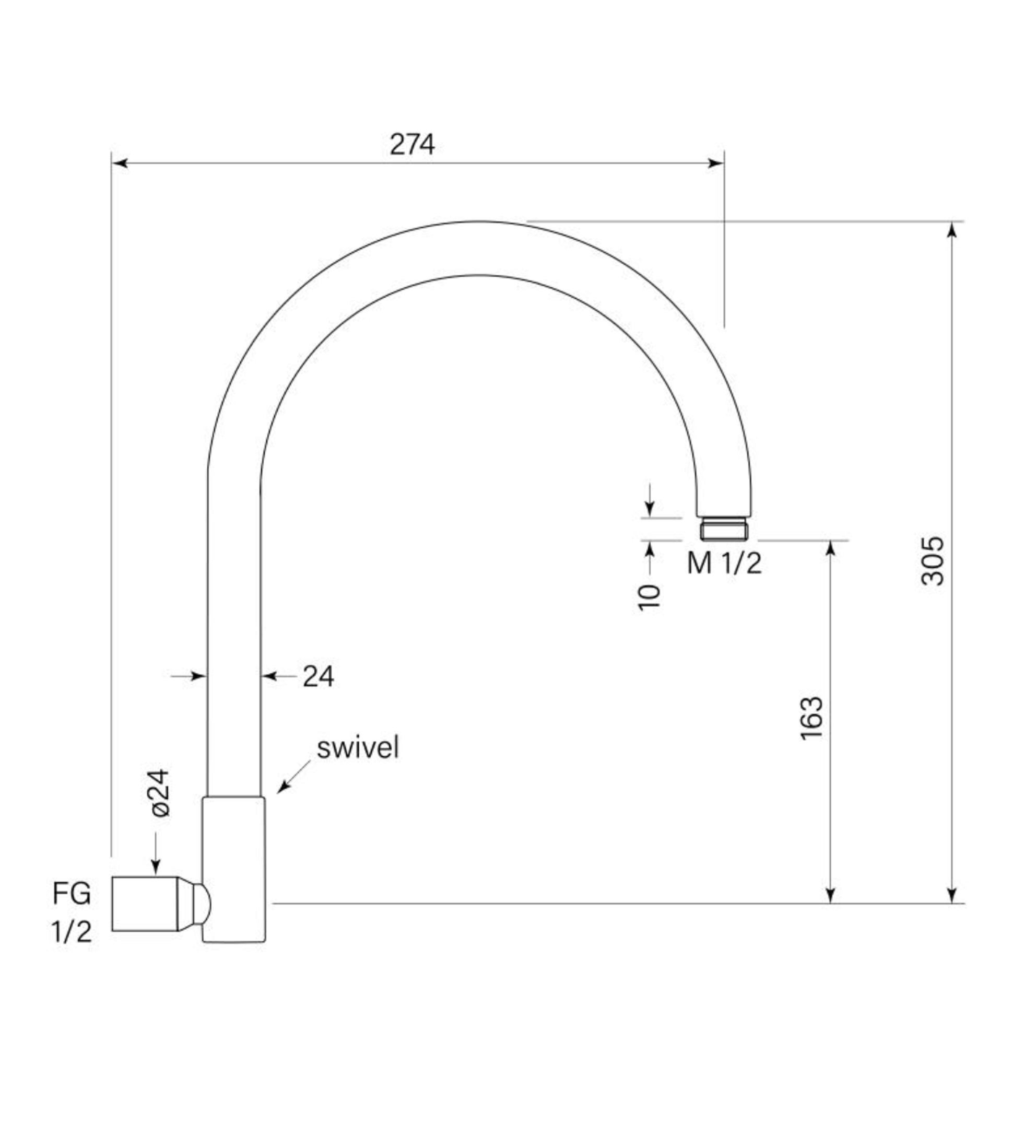 Faucet Strommen Pegasi M Shower Arm High Curve 254