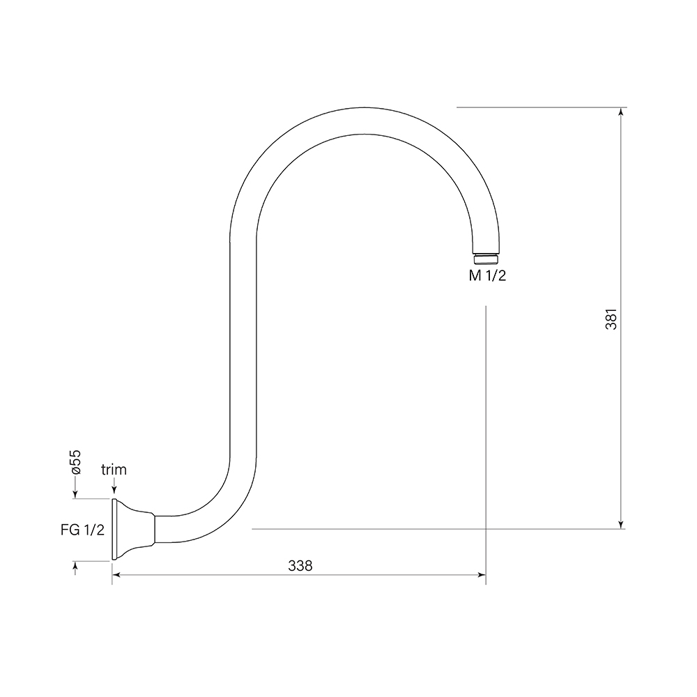 Faucet Strommen Cascade Arm Only for Gooseneck Shower