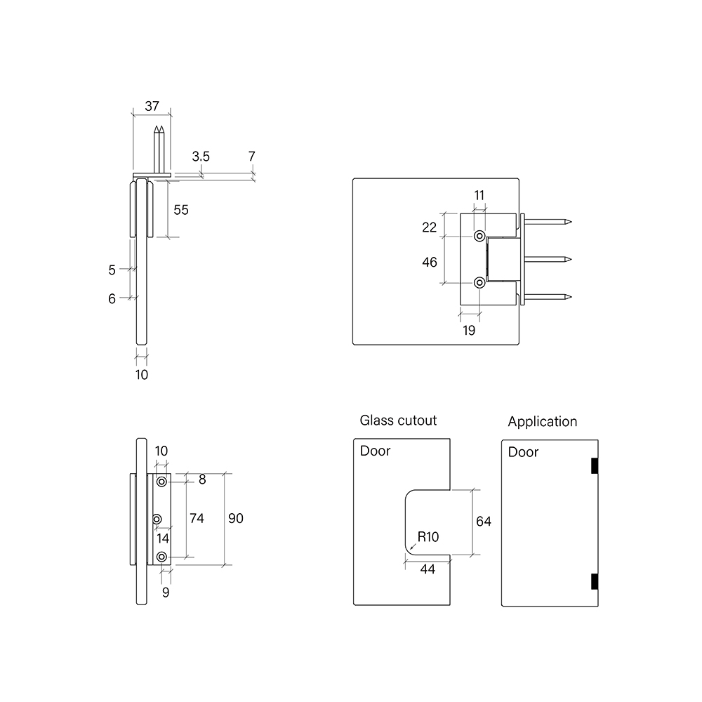Faucet Strommen Shower Hinge, Glass-to-Wall 90 Degree