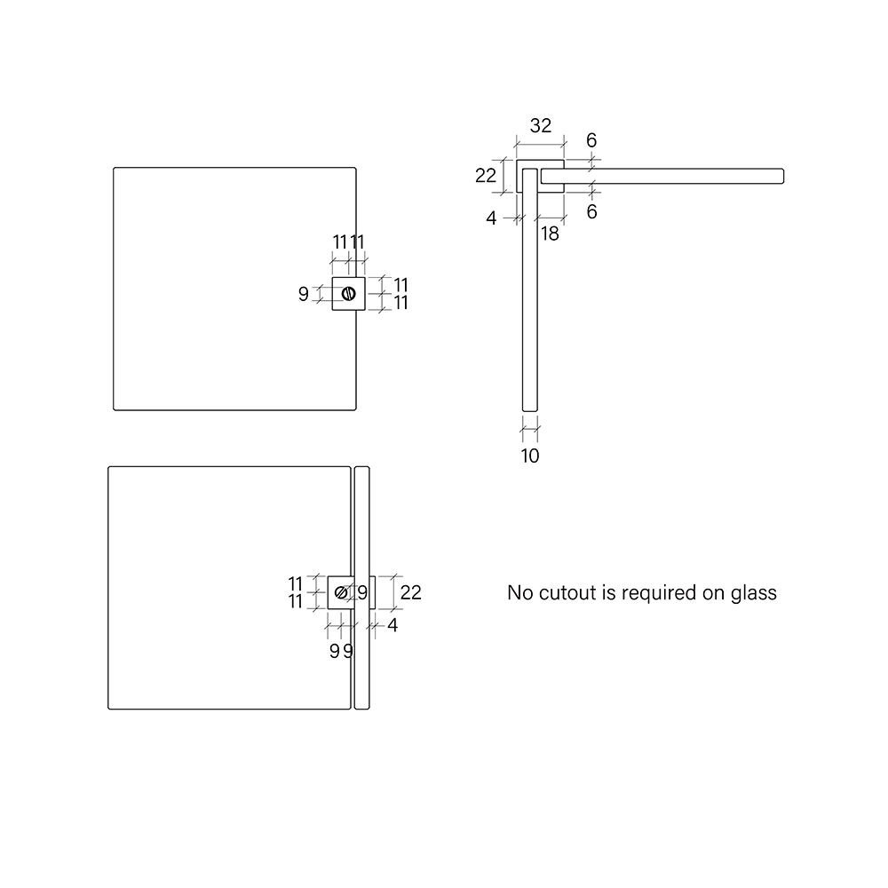 Faucet Strommen Shower Over-panel Fitting, Glass-to-glass Square
