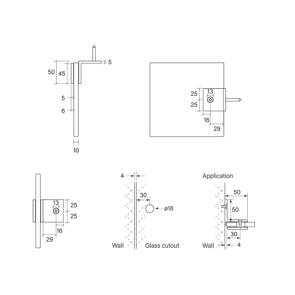 Faucet Strommen Shower Bracket, Glass-to-wall 90 Degree