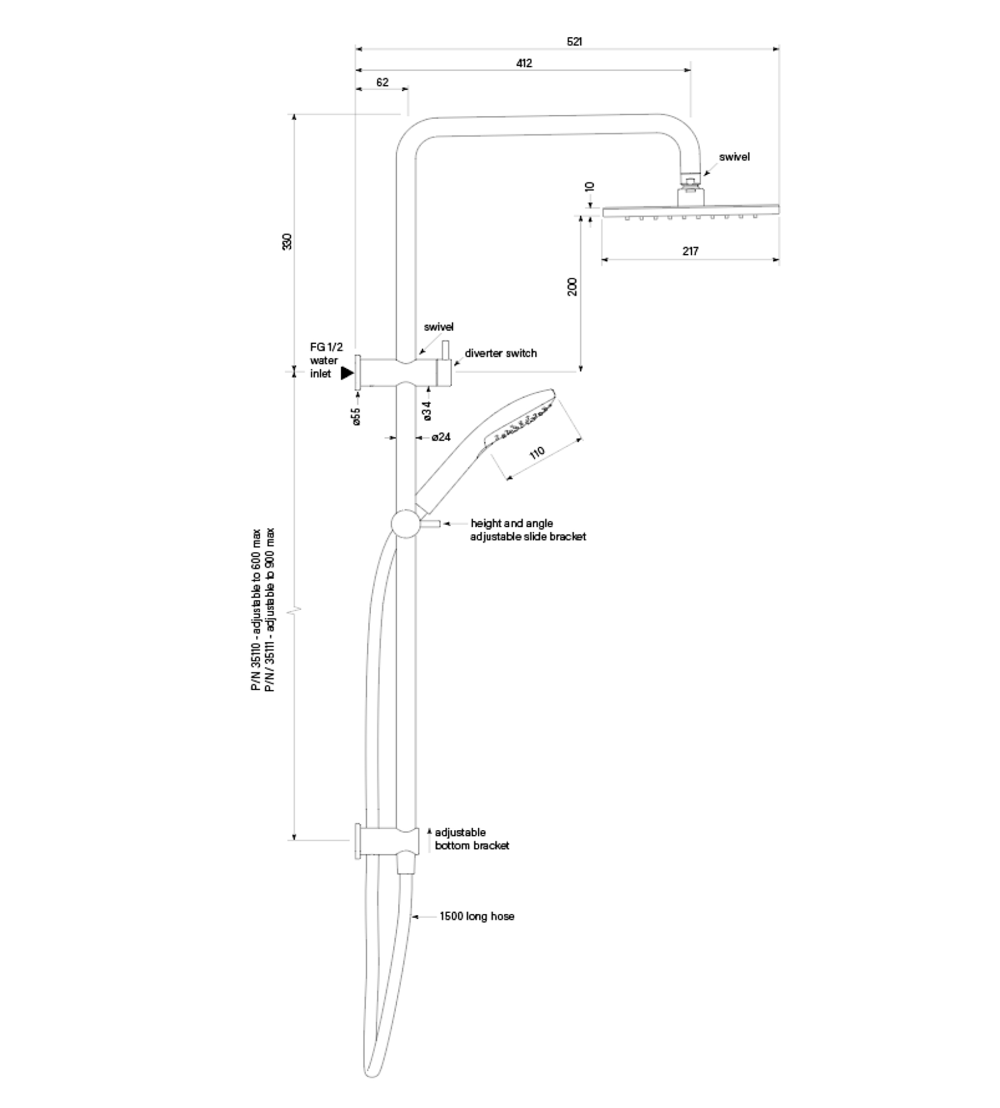 Faucet Strommen Zeos Dual Shower 900 Sqa 100sq 217sq