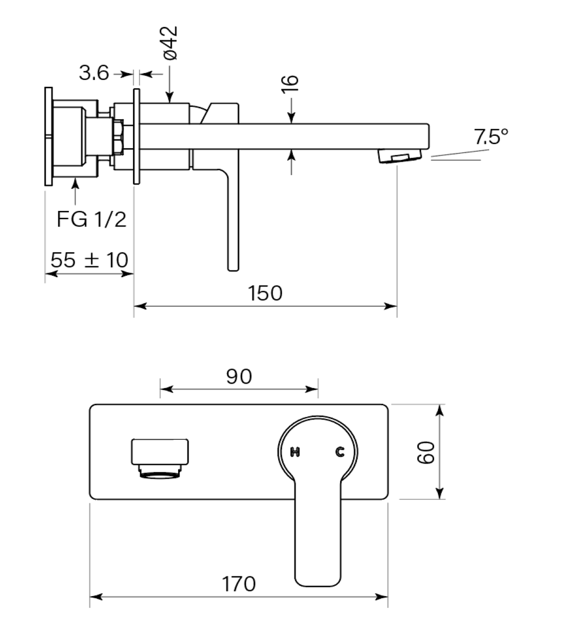 Faucet Strommen Zeos Back Plate Basin Mixer 150