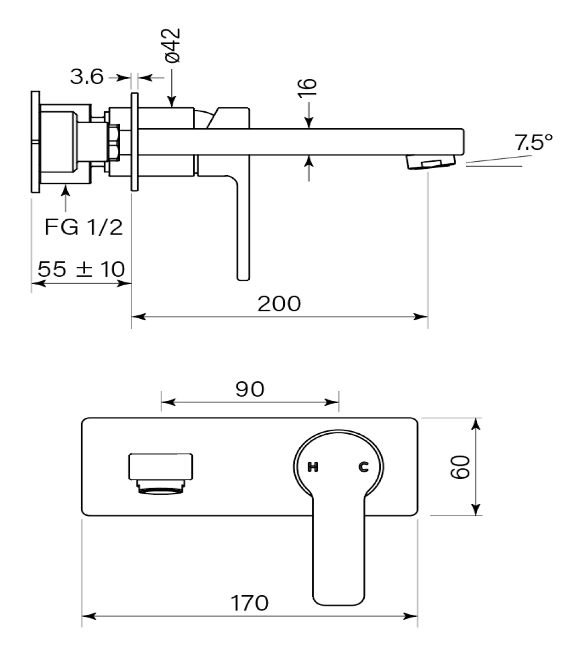Faucet Strommen Zeos Back Plate Basin Mixer 200
