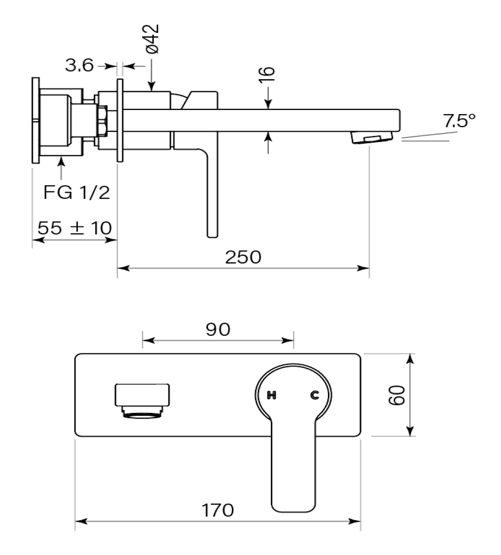 Faucet Strommen Zeos Back Plate Basin Mixer 250