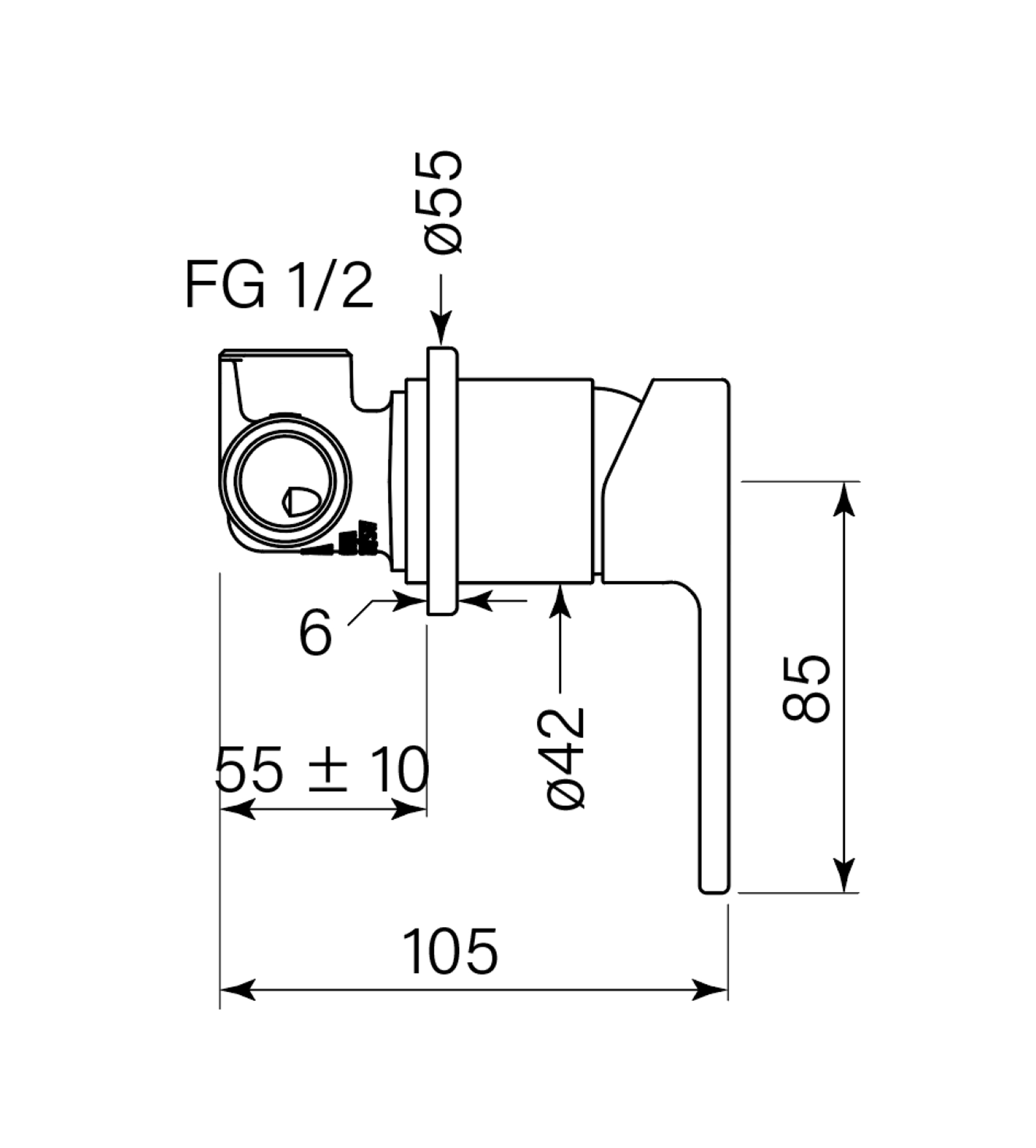 Faucet Strommen Zeos Wall Mixer 55 Rnd