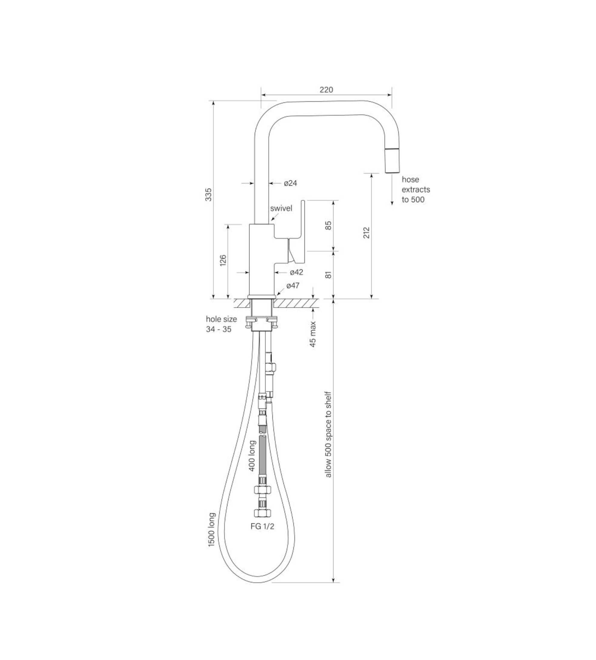 Faucet Strommen Zeos Sink Mixer Square Pull Out