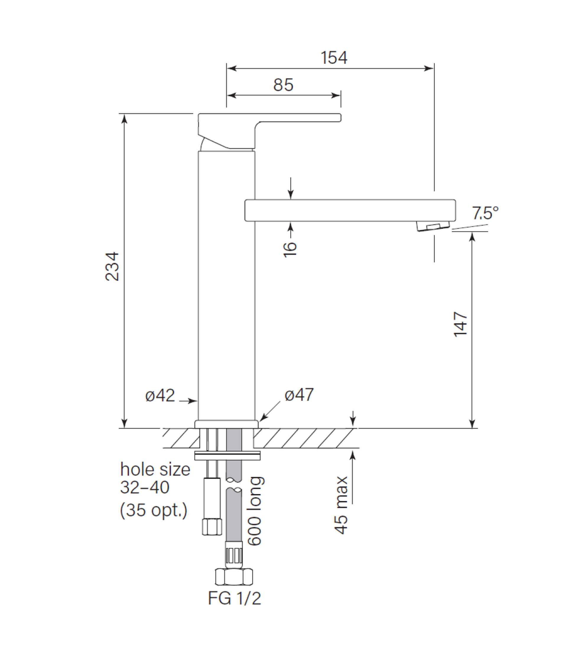 Faucet Strommen Zeos Basin Mixer, Mid 147h