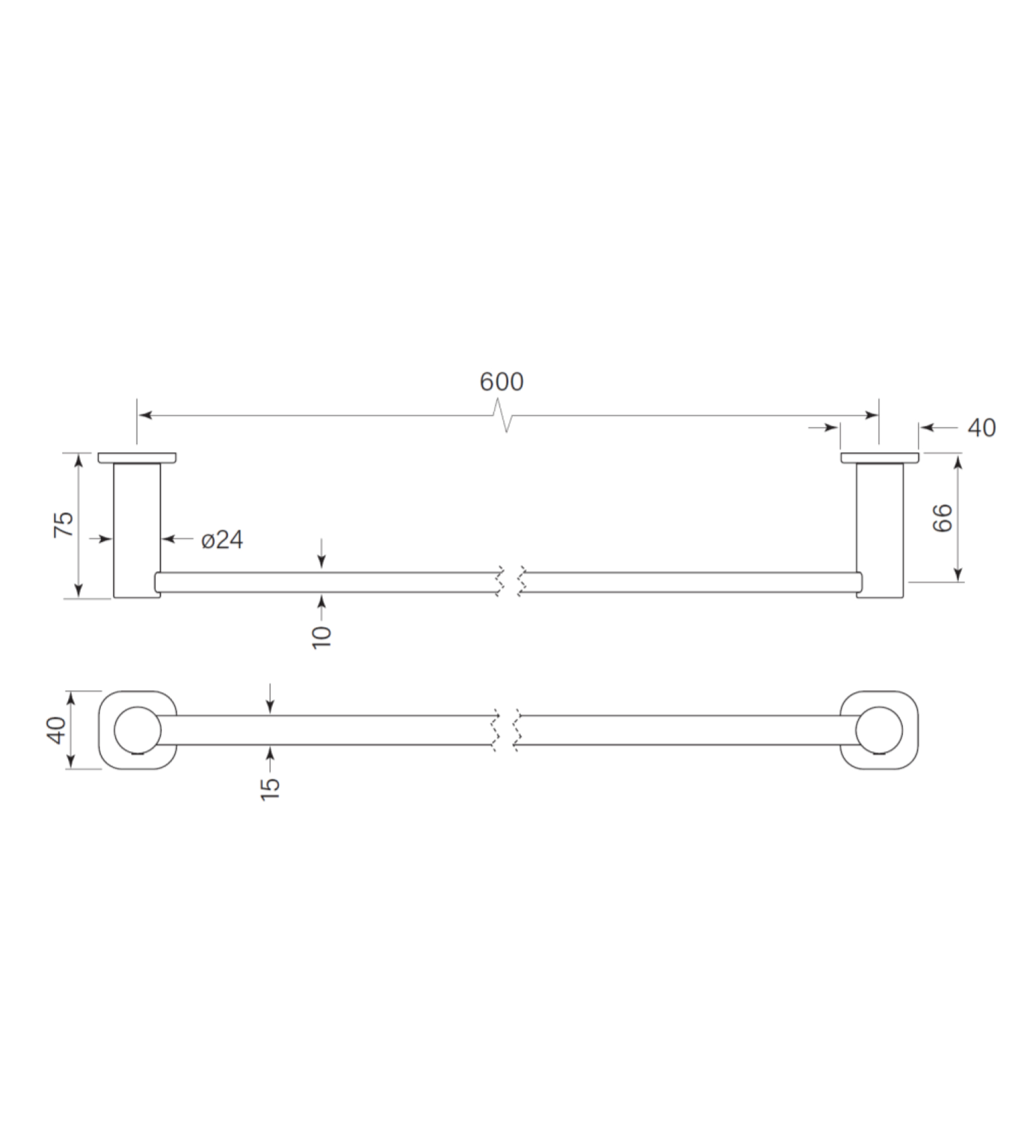 Faucet Strommen Zeos Towel Rail Single 600