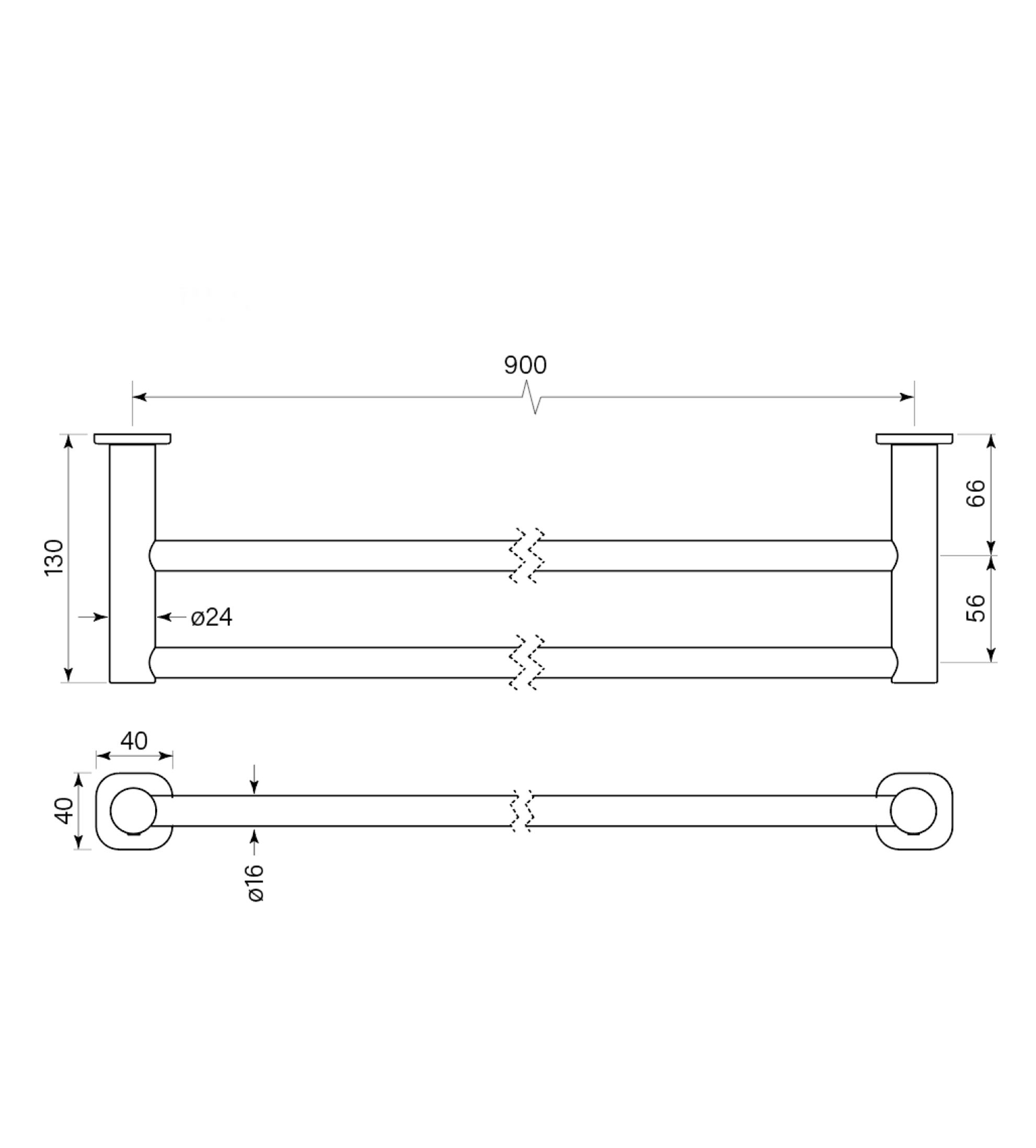 Faucet Strommen Zeos Towel Rail Double 900