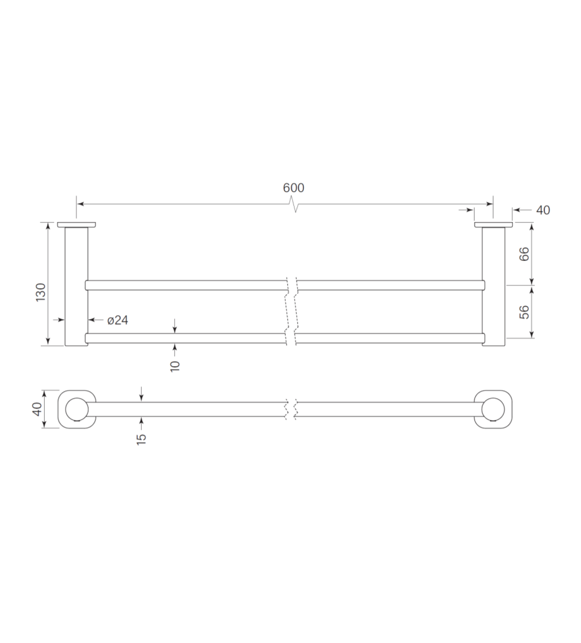 Faucet Strommen Zeos Towel Rail Double 600