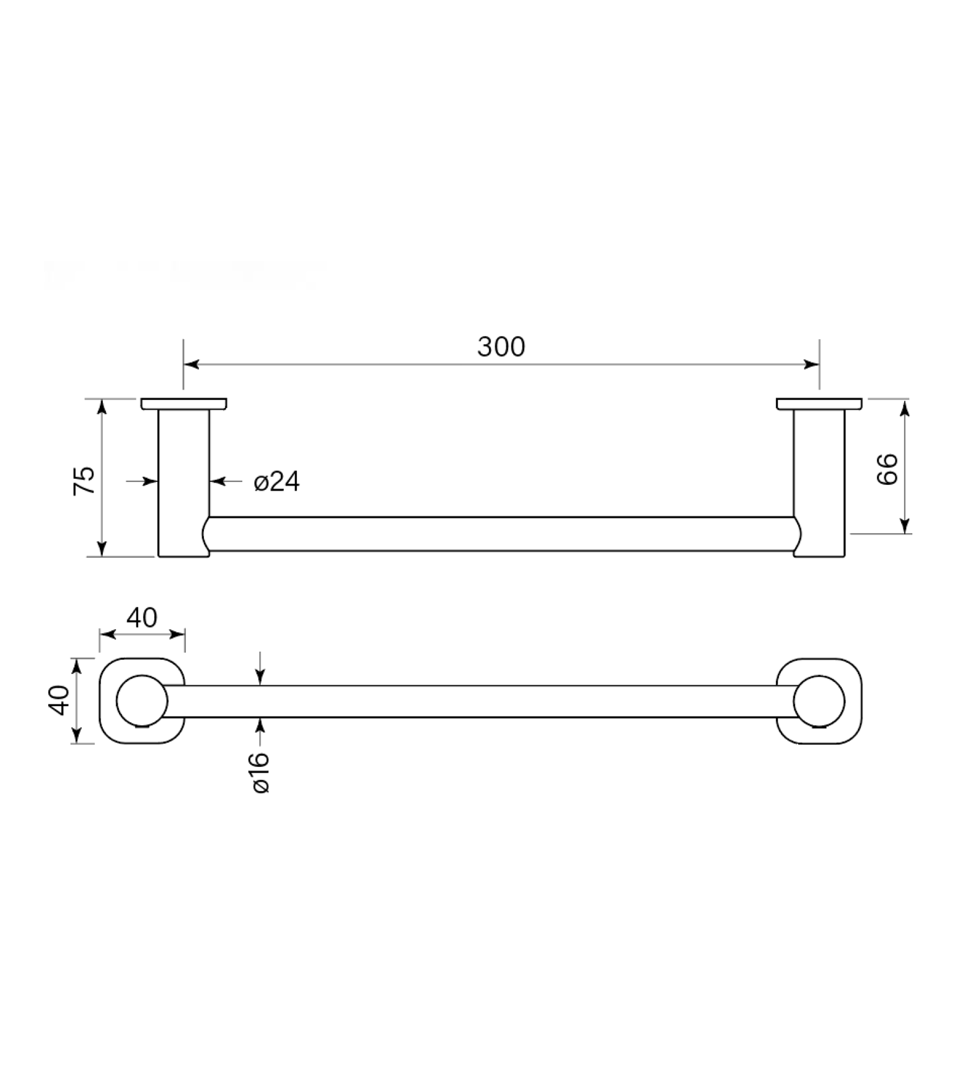 Faucet Strommen Zeos Hand Towel Rail 300 Single