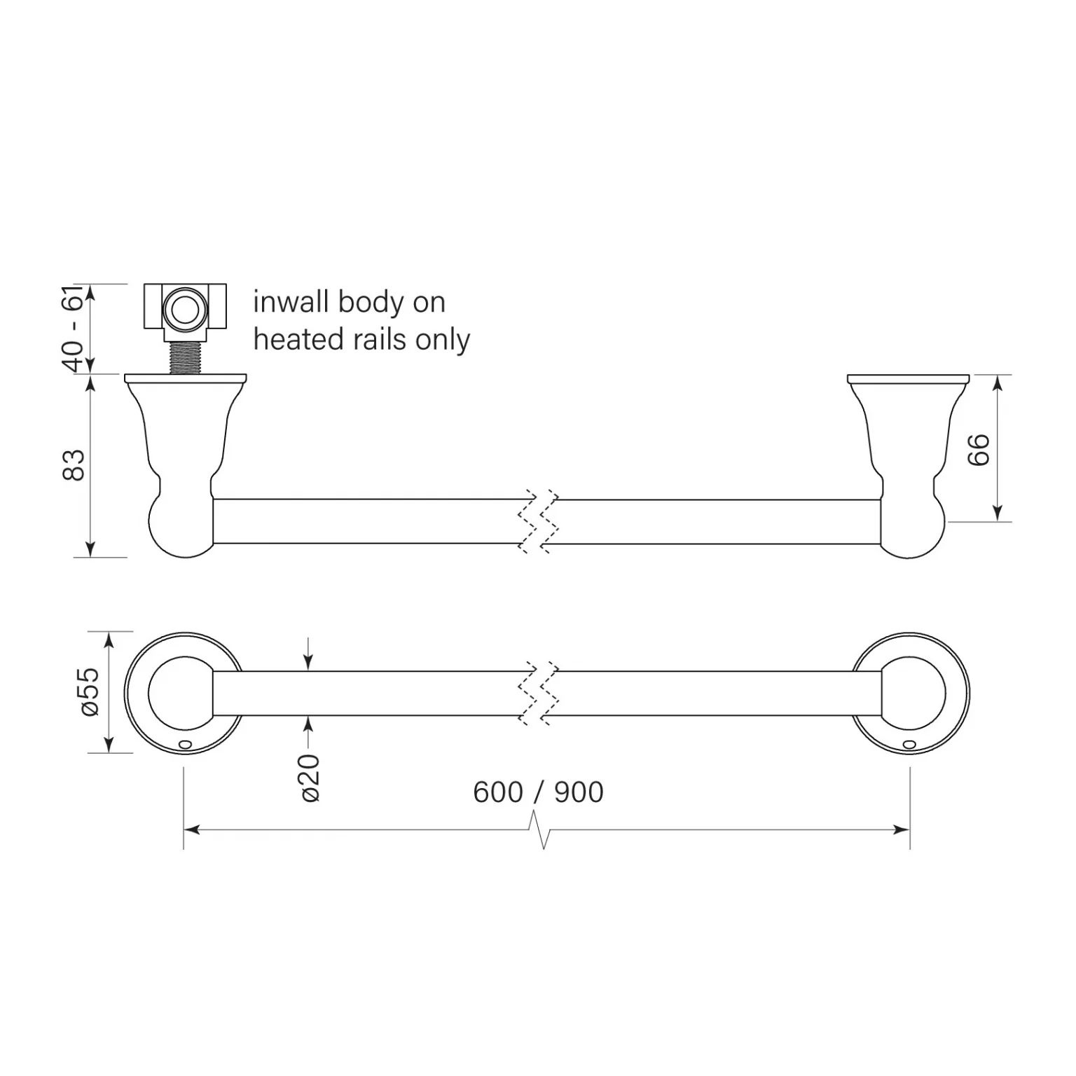 Faucet Strommen Cascade Heated Rail 900