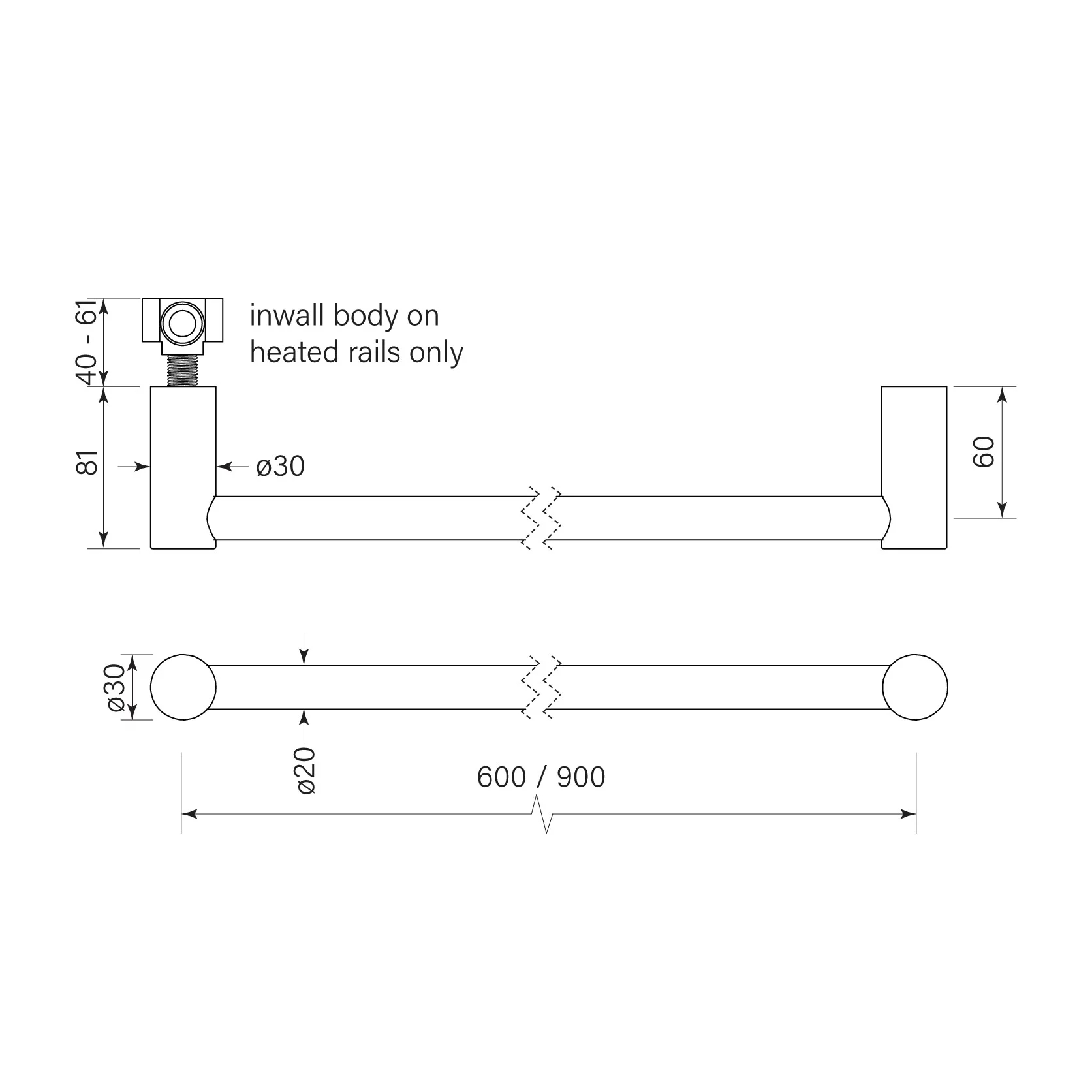 Faucet Strommen Pegasi NF Non-heated Rail 900