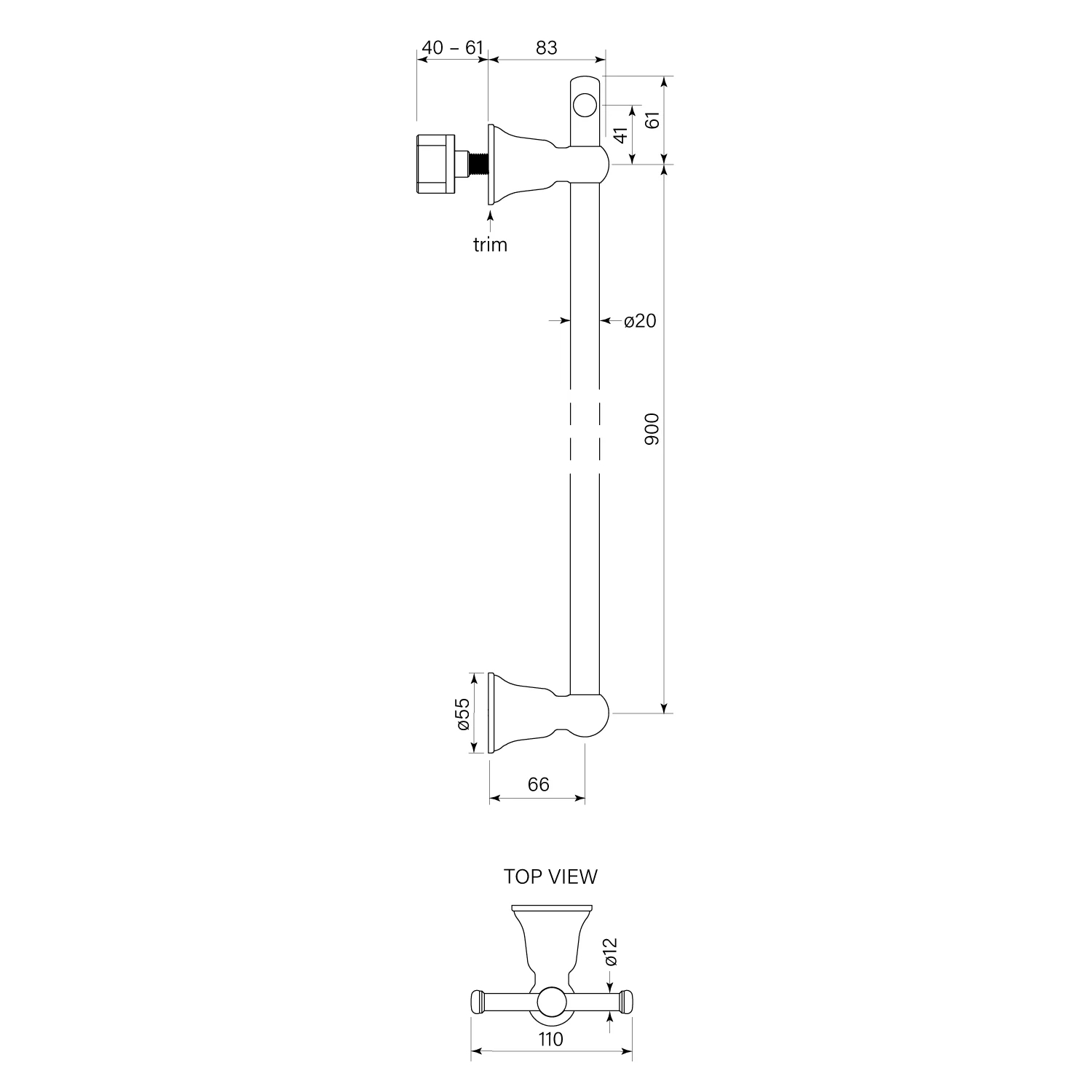 Faucet Strommen Cascade Vertical Heated Rail w. Tbar