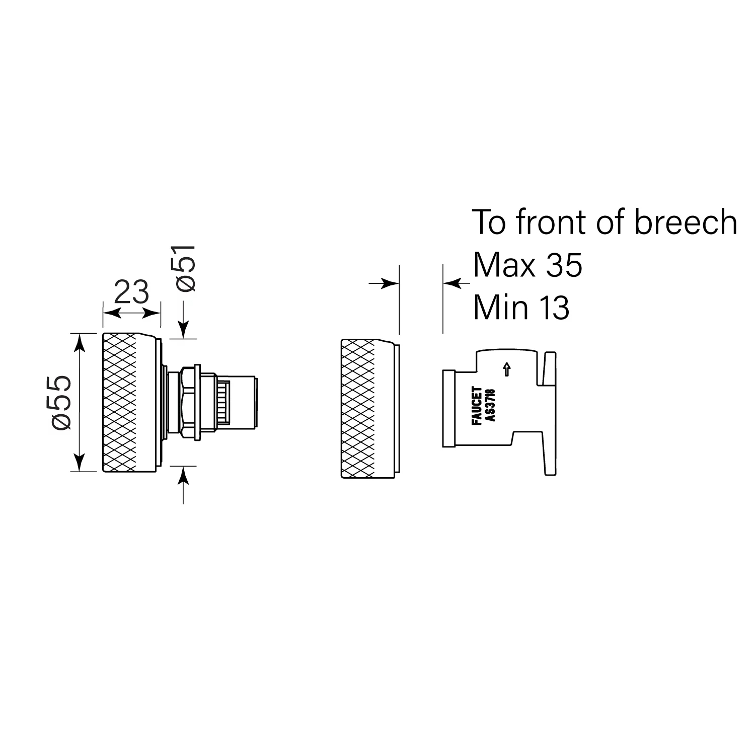 Faucet Strommen Zero Wall Top Assy pr Knurl