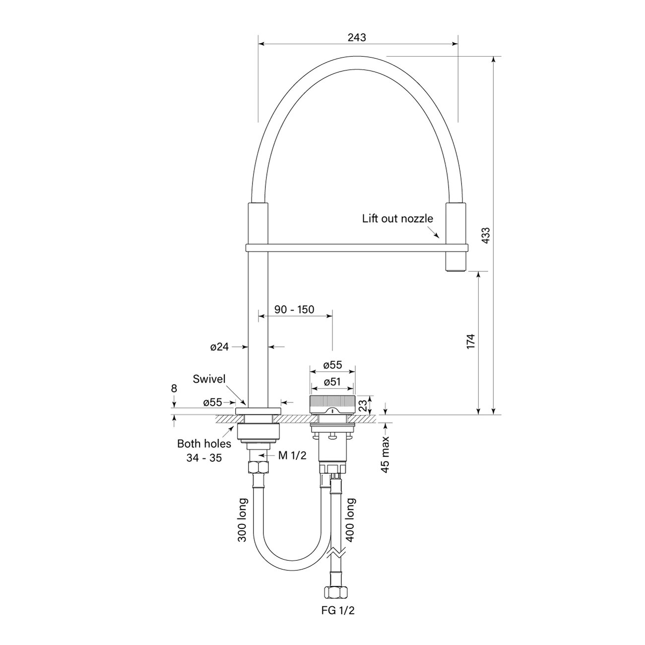 Faucet Strommen Zero Progresiv Fluted Sink Mixer p. down