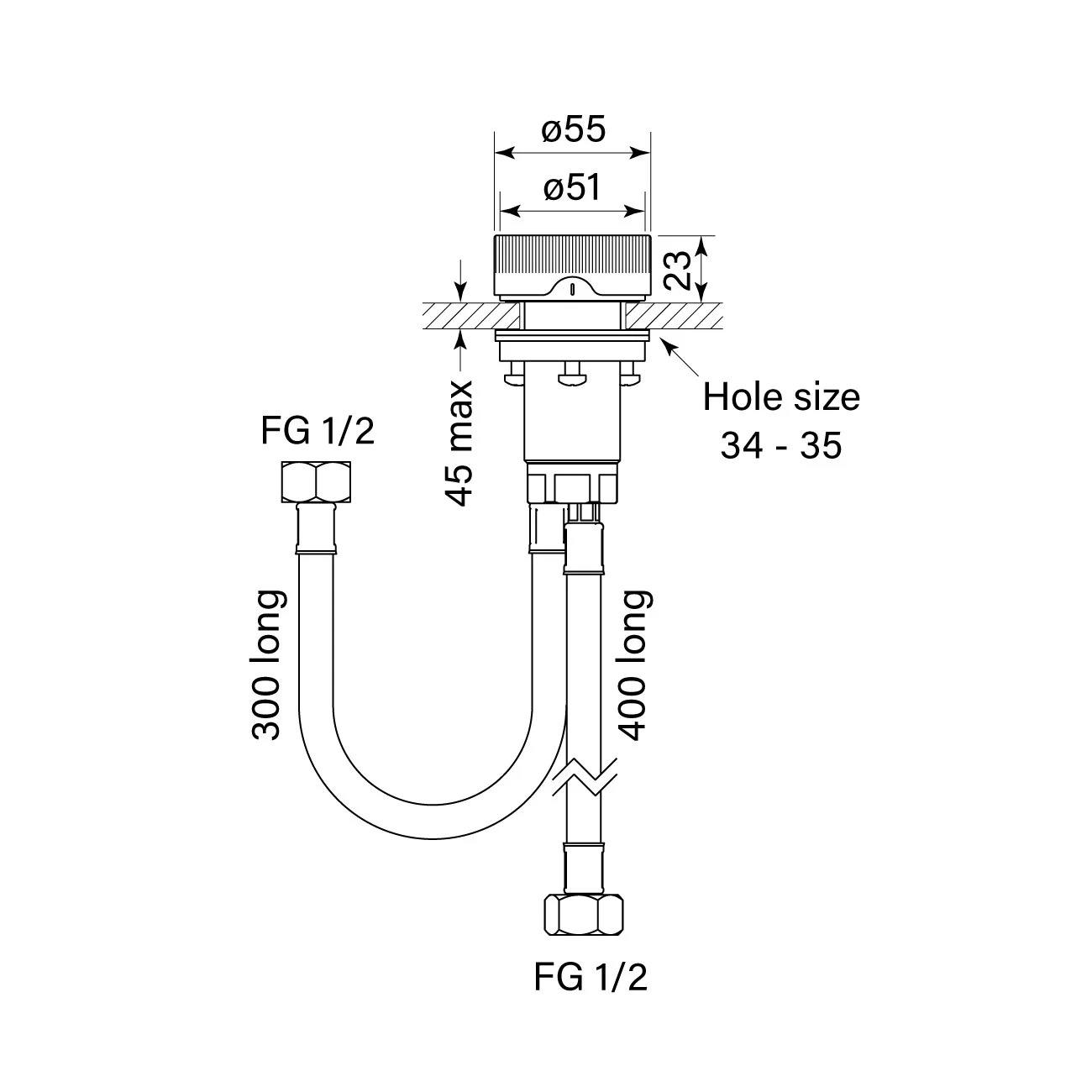 Faucet Strommen Zero Progresiv Fluted Hob Mixer
