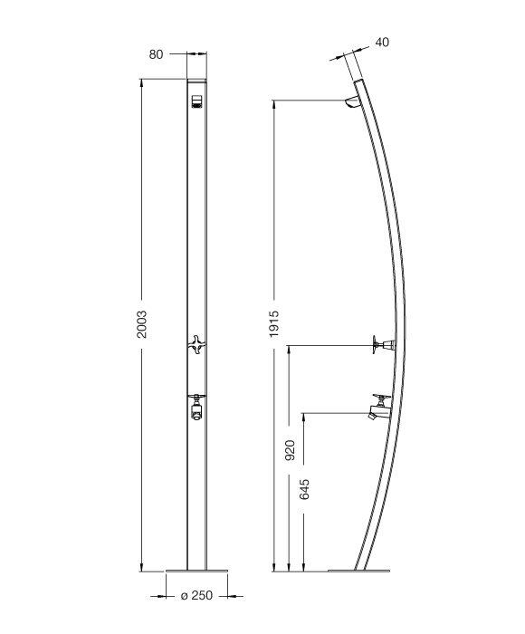 Rainware 4006 Noosa Outdoor Shower With Mixer & Footwash