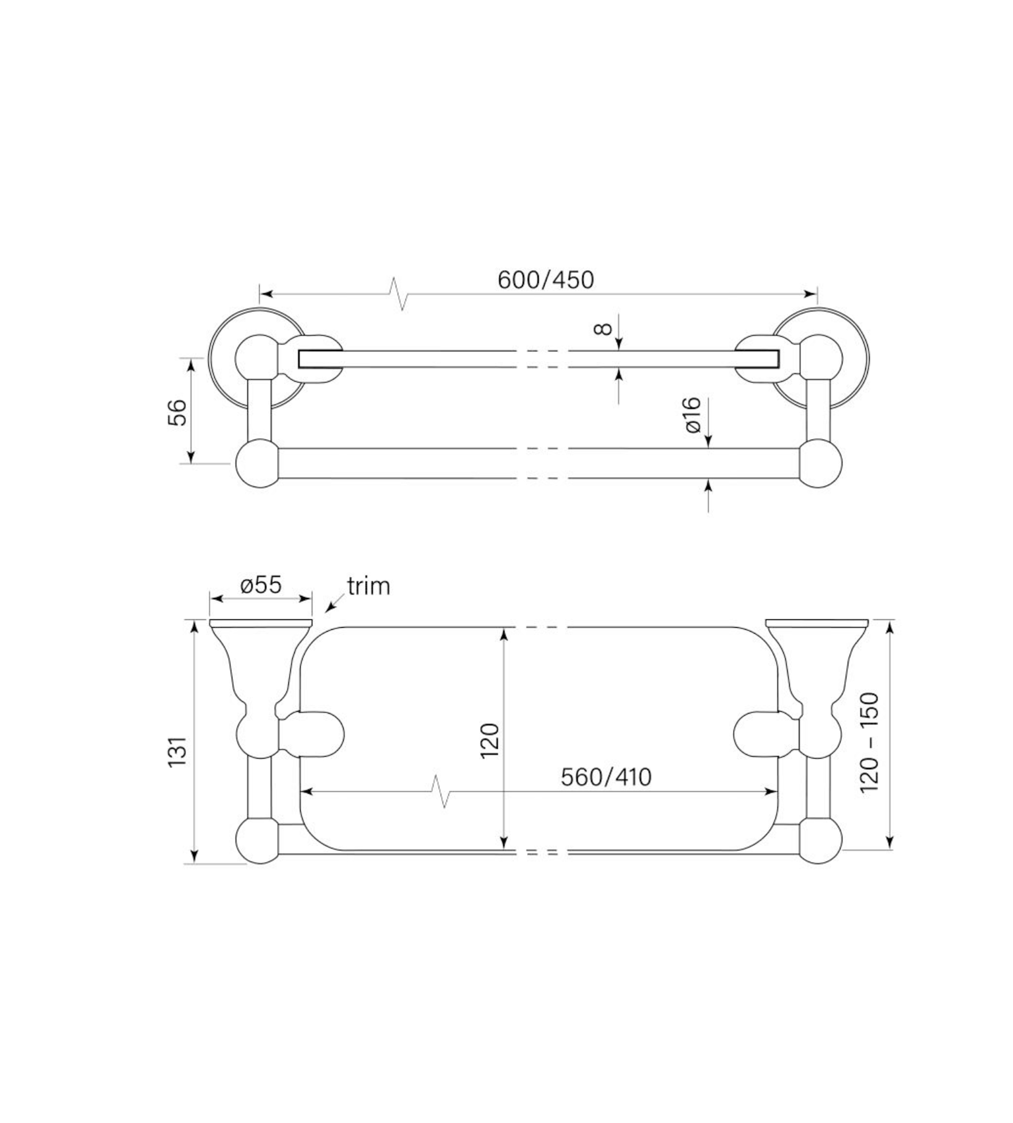 Faucet Strommen Cascade Glass Shelf & Rail, 600