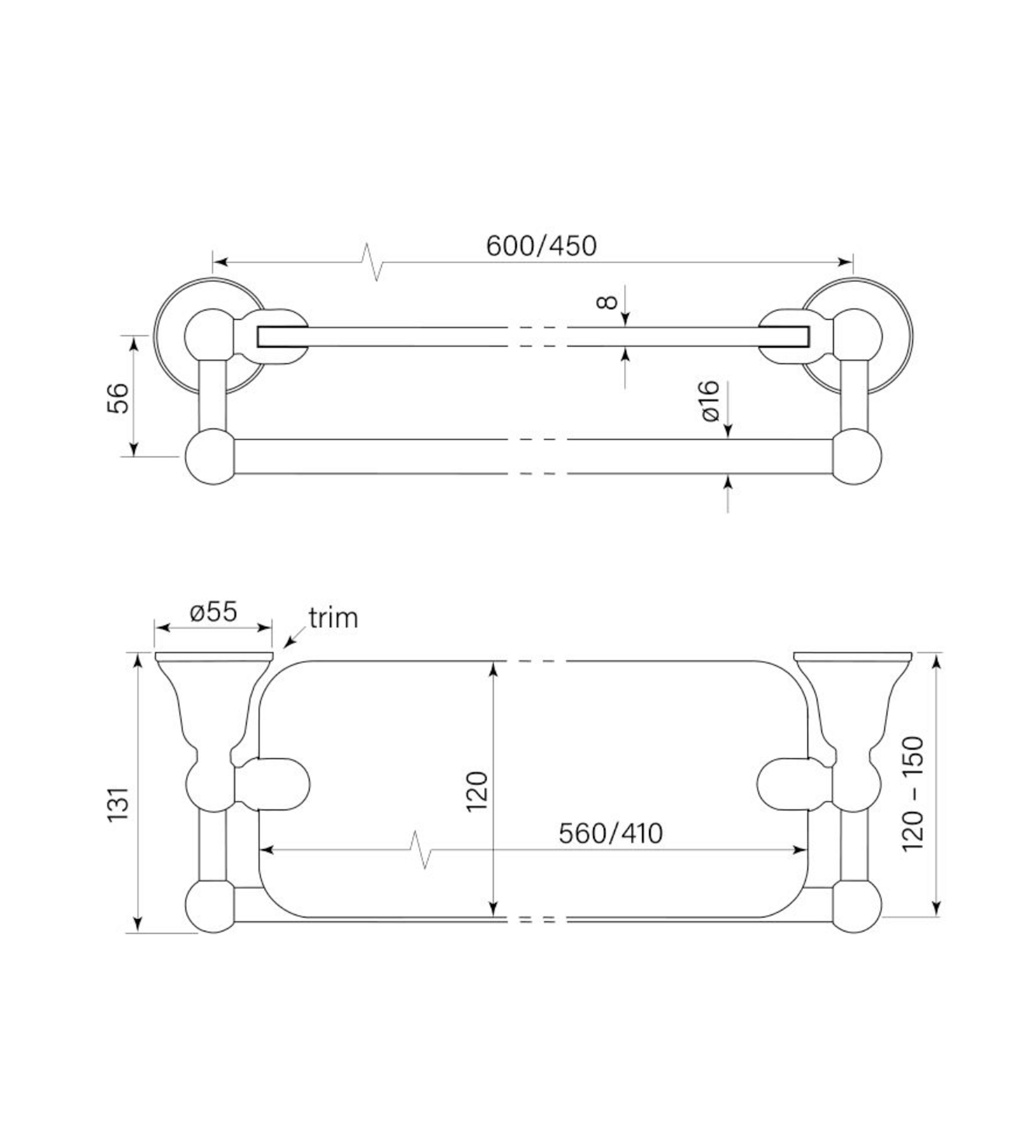 Faucet Strommen Cascade Glass Shelf & Rail, 450